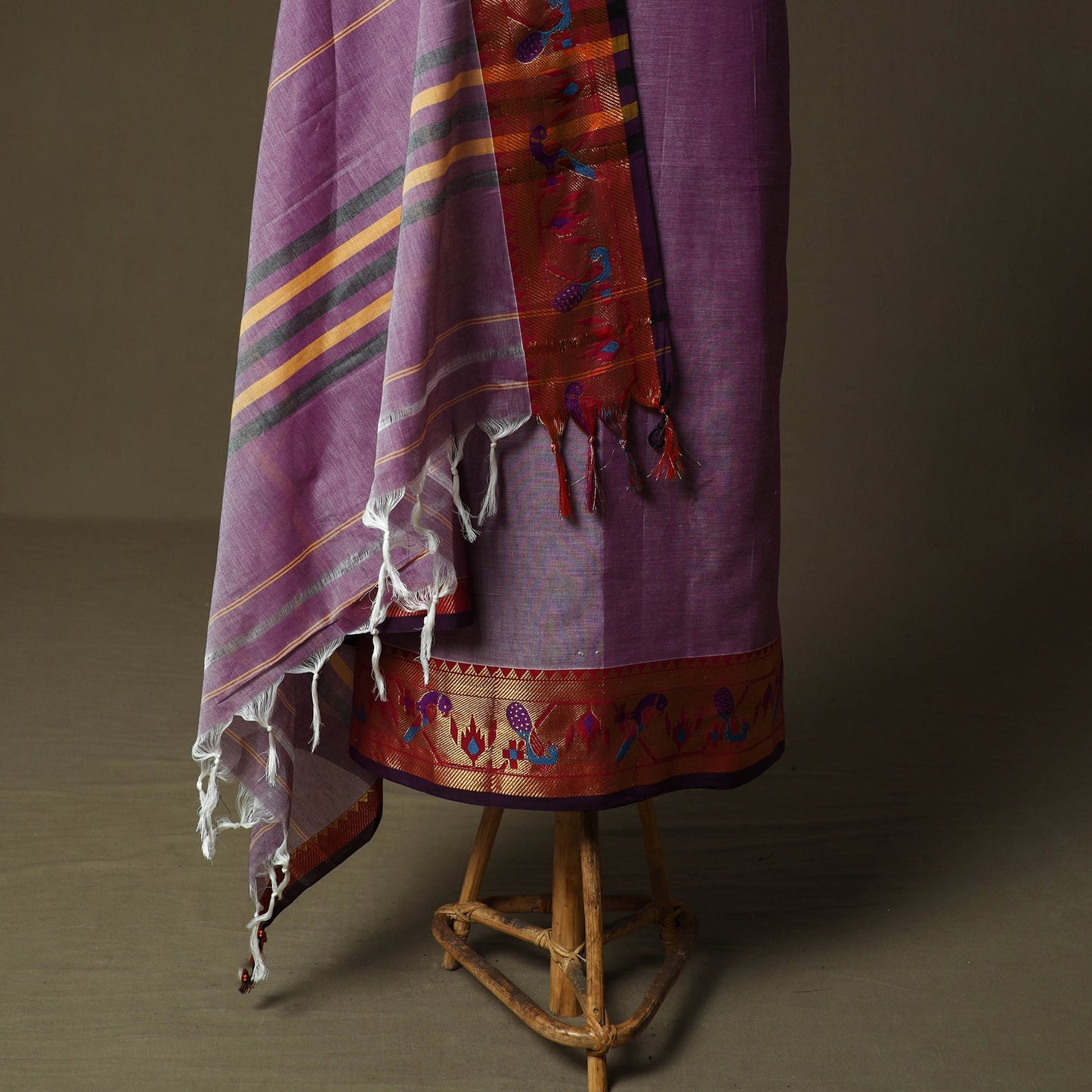 Dharwad cotton 3pc unstitched dress material with border