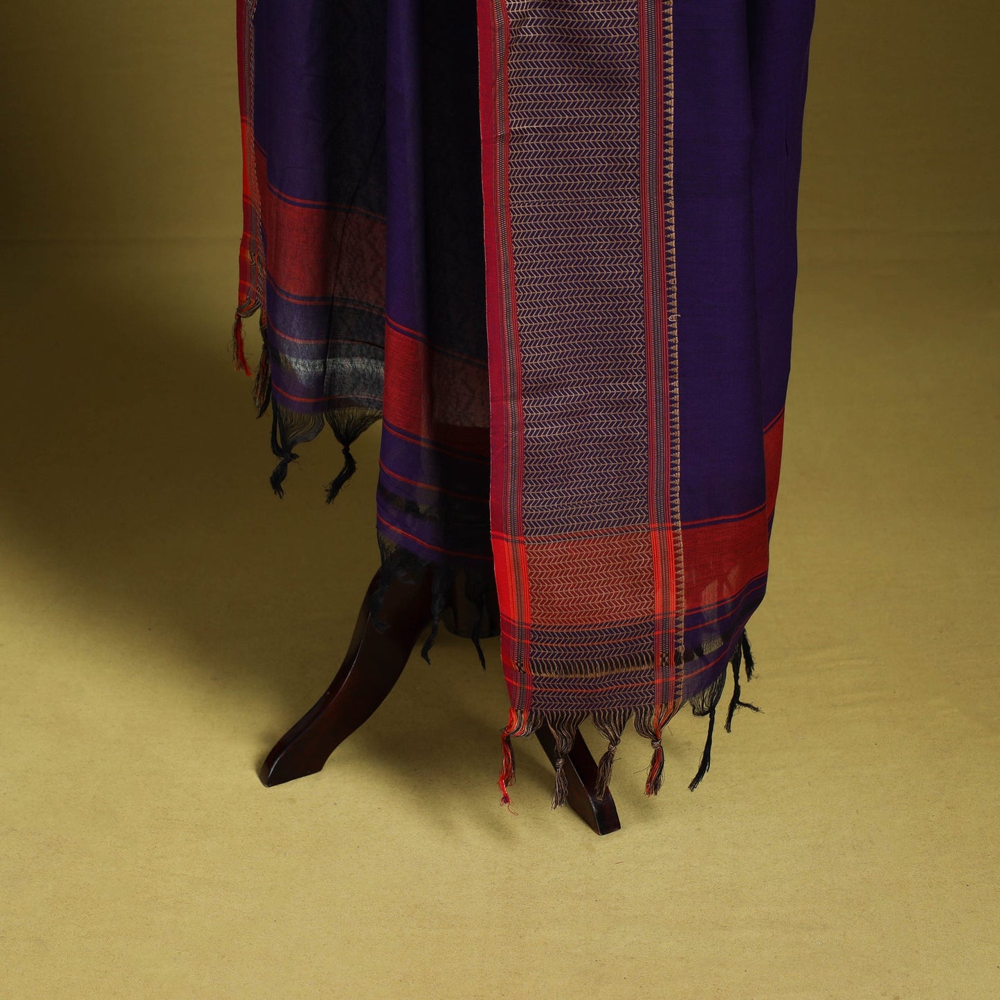 Purple - dharwad cotton dupatta with zari border 27