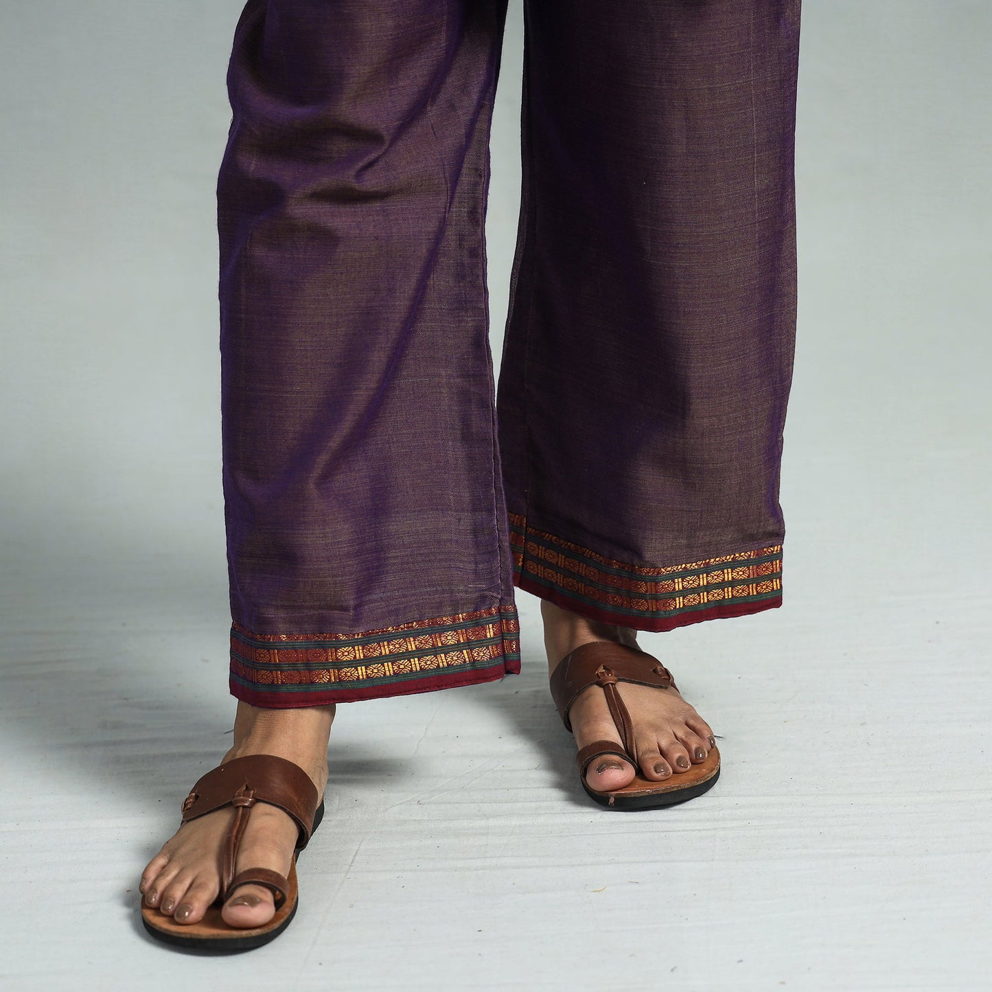 Purple - Dharwad Cotton Kurta with Palazzo & Dupatta Set