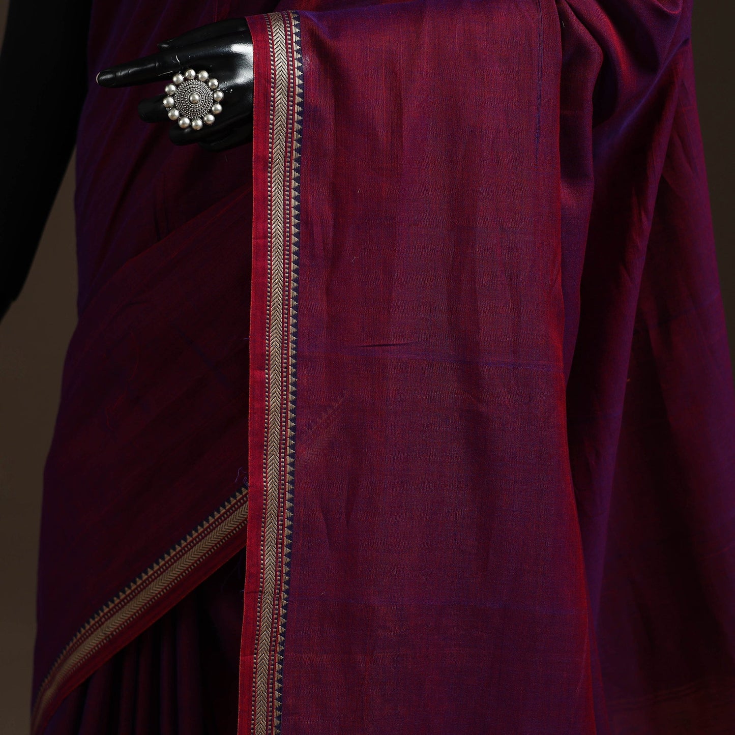 Dharwad cotton saree with border 01 - handcrafted