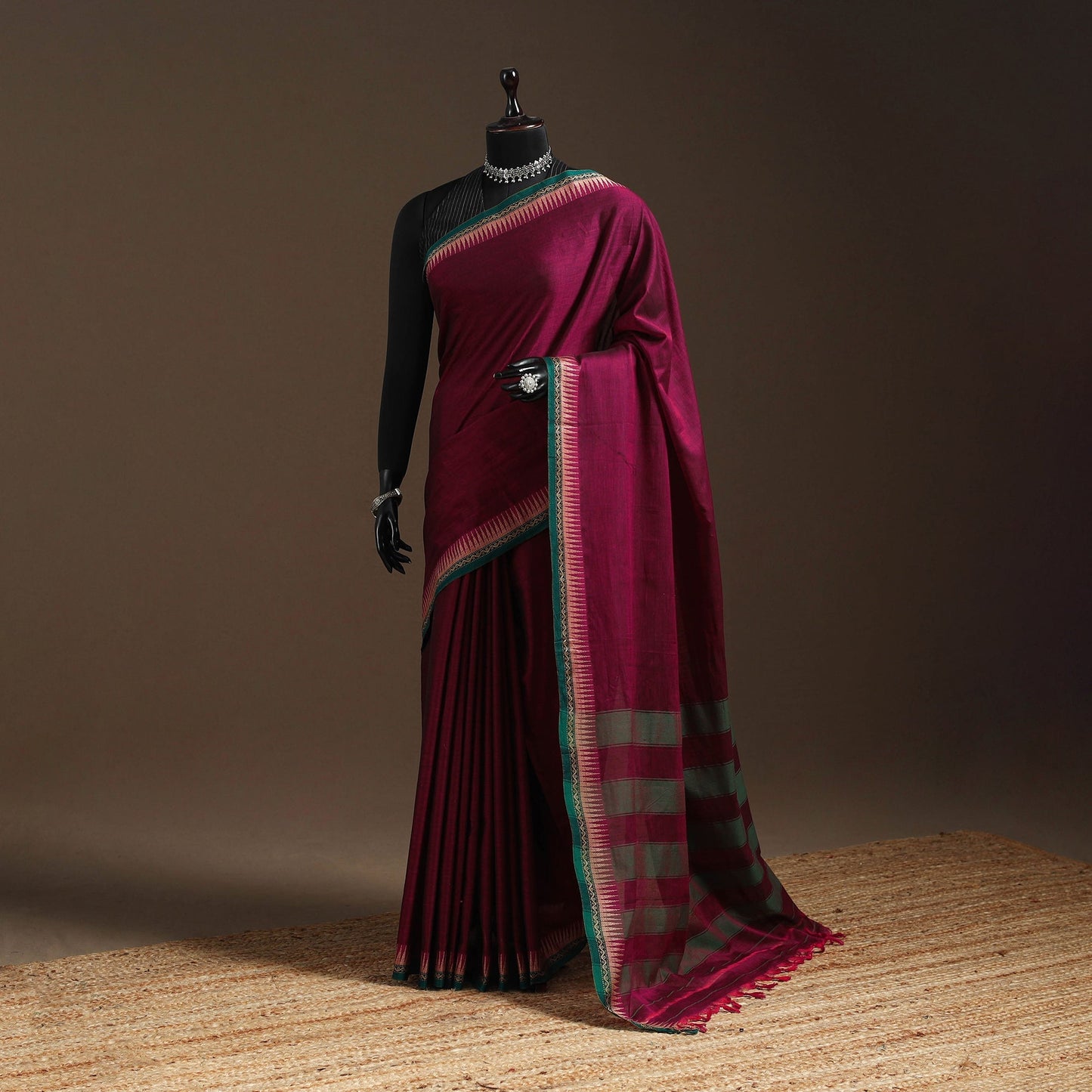 Dharwad cotton saree with border 07 - handcrafted