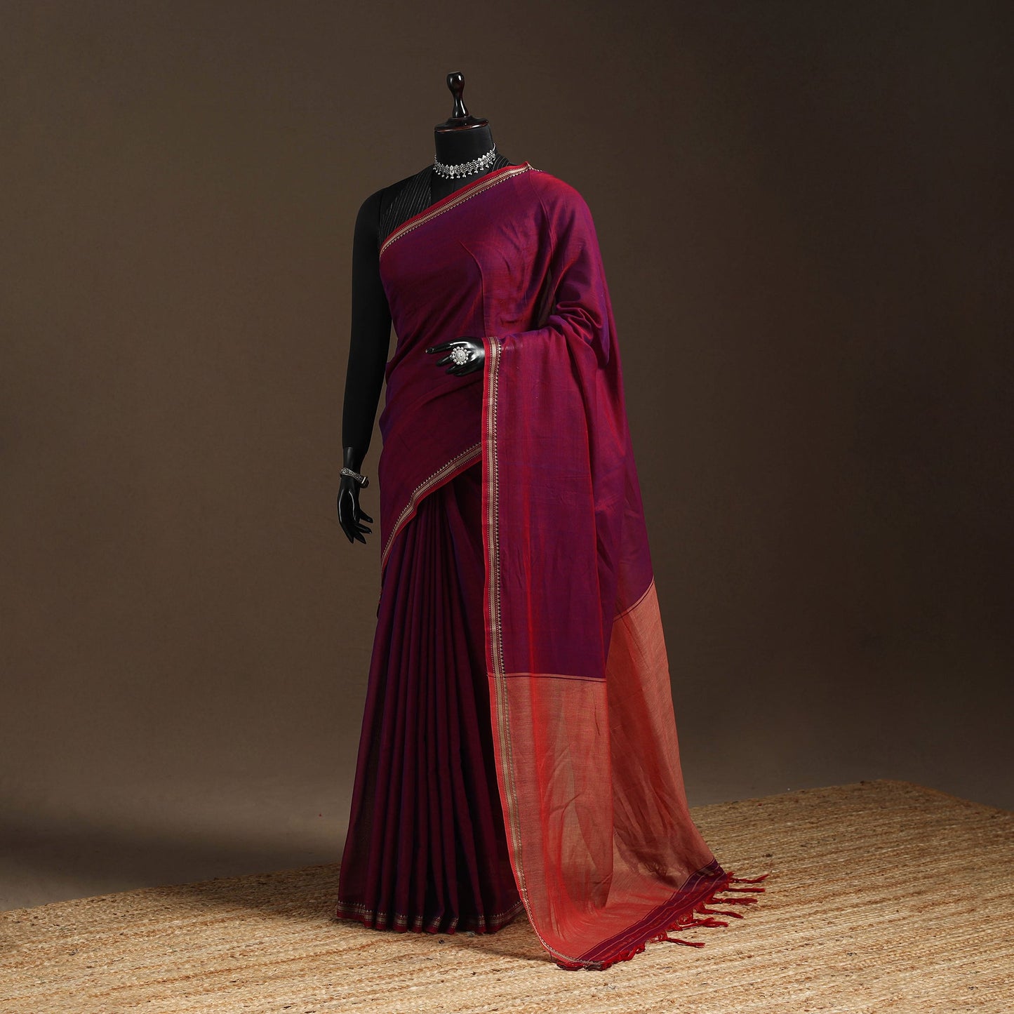 Dharwad cotton saree with border 16 - handcrafted