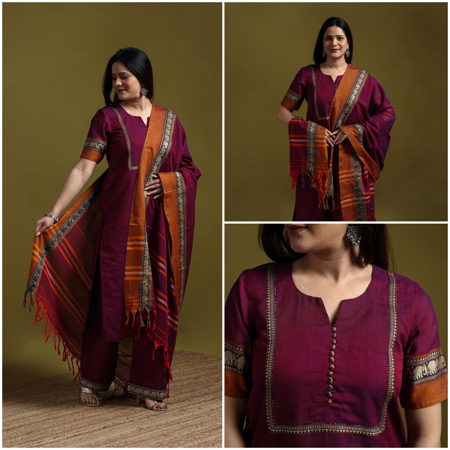 Dharwad cotton suit set with dupatta for women 12