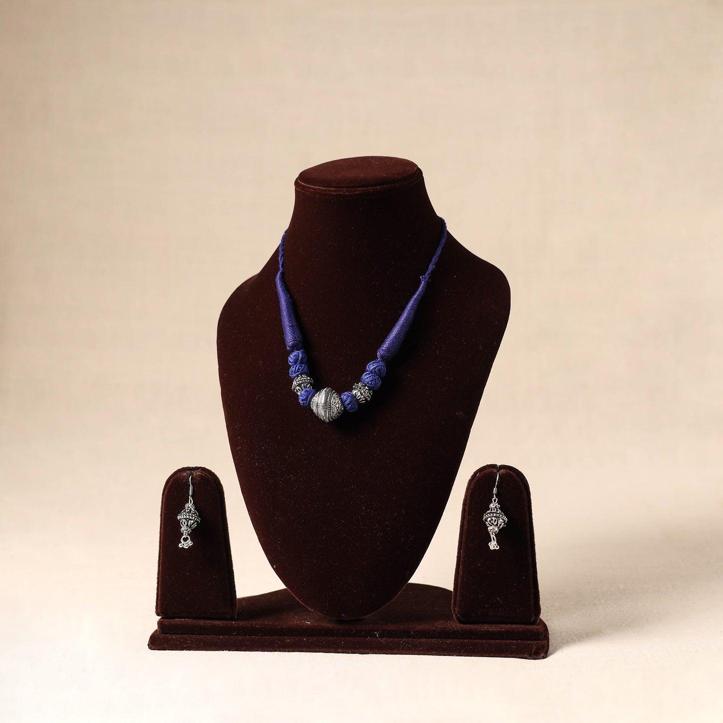 Purple - german silver necklace set 36 - handcrafted