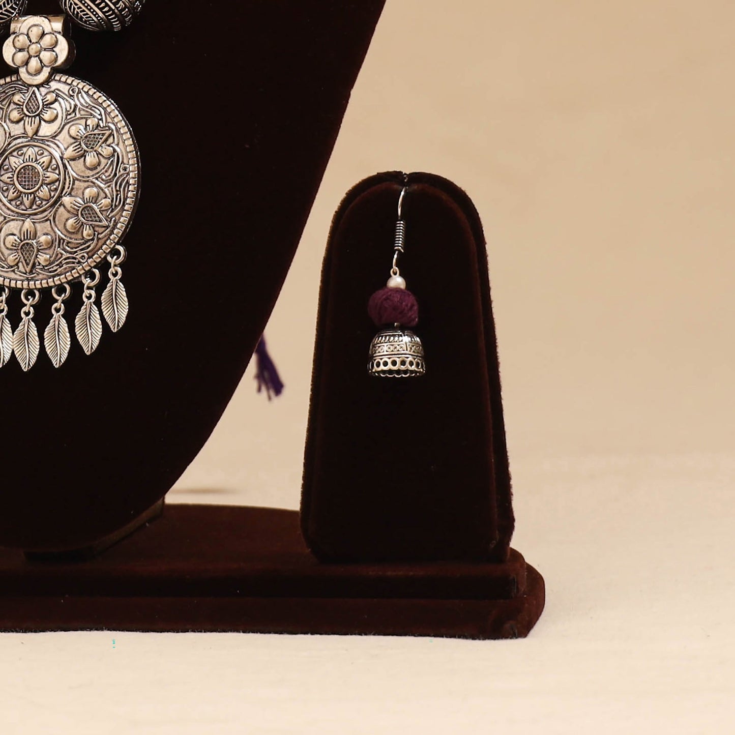 German silver thread beads necklace set 24 - handcrafted