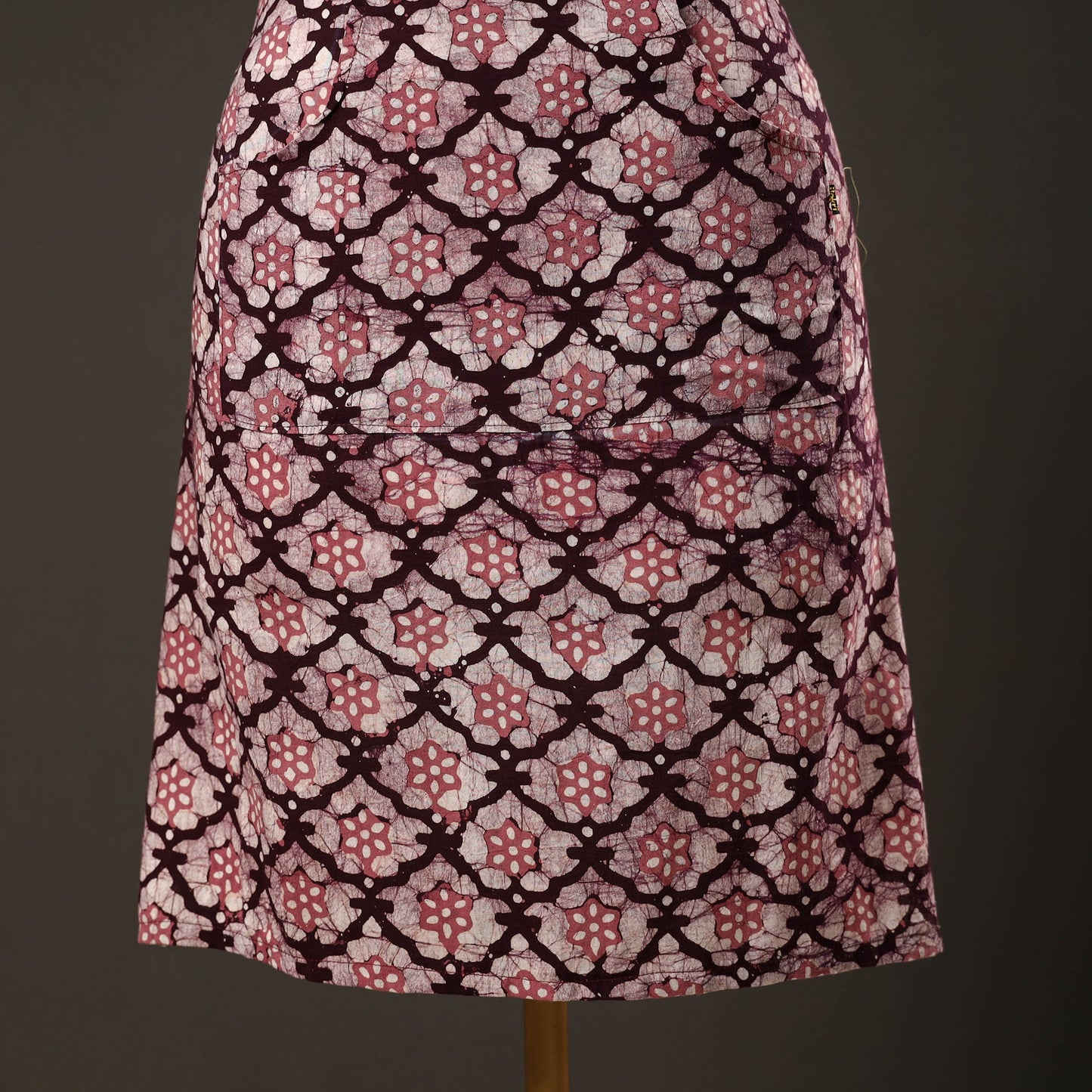Purple Batik Print Cotton Apron with Pocket