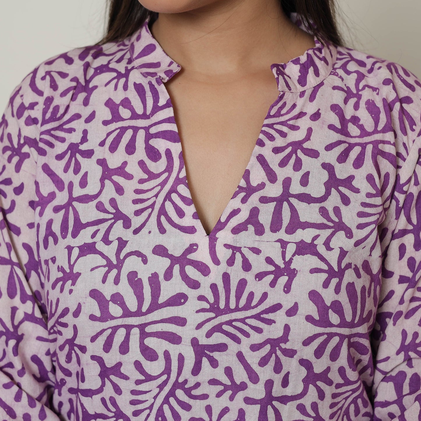 Hand Batik Printed Cotton Kurta with Palazzo & Dupatta Set 15