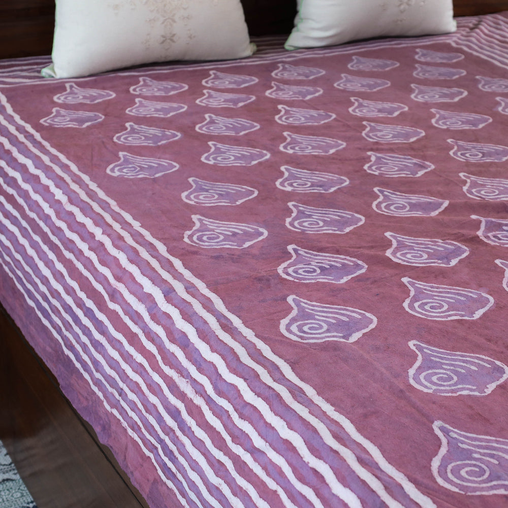 Purple - Block Art Print Cotton Single Bindaas Bed Sheet (93 x 60 in)