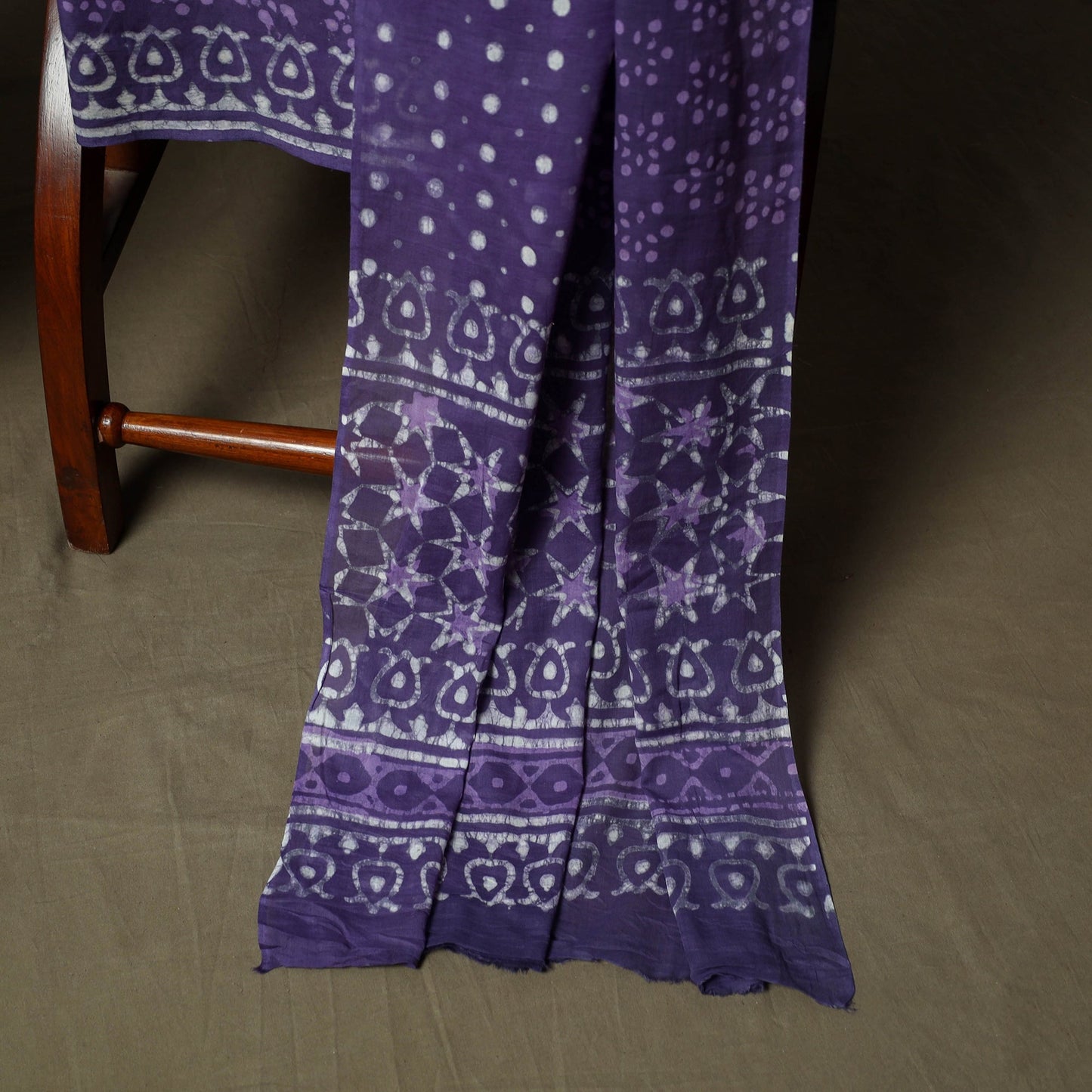 Hand block batik print cotton 3pc unstitched dress material