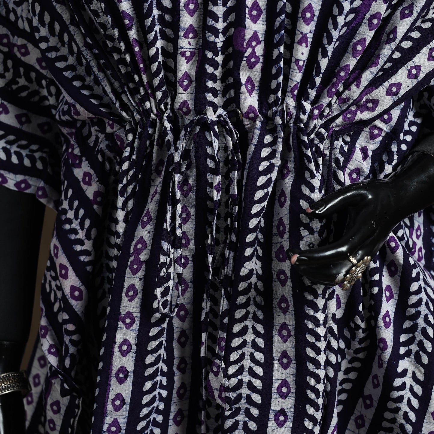 Hand block batik print cotton kaftan (short) 36