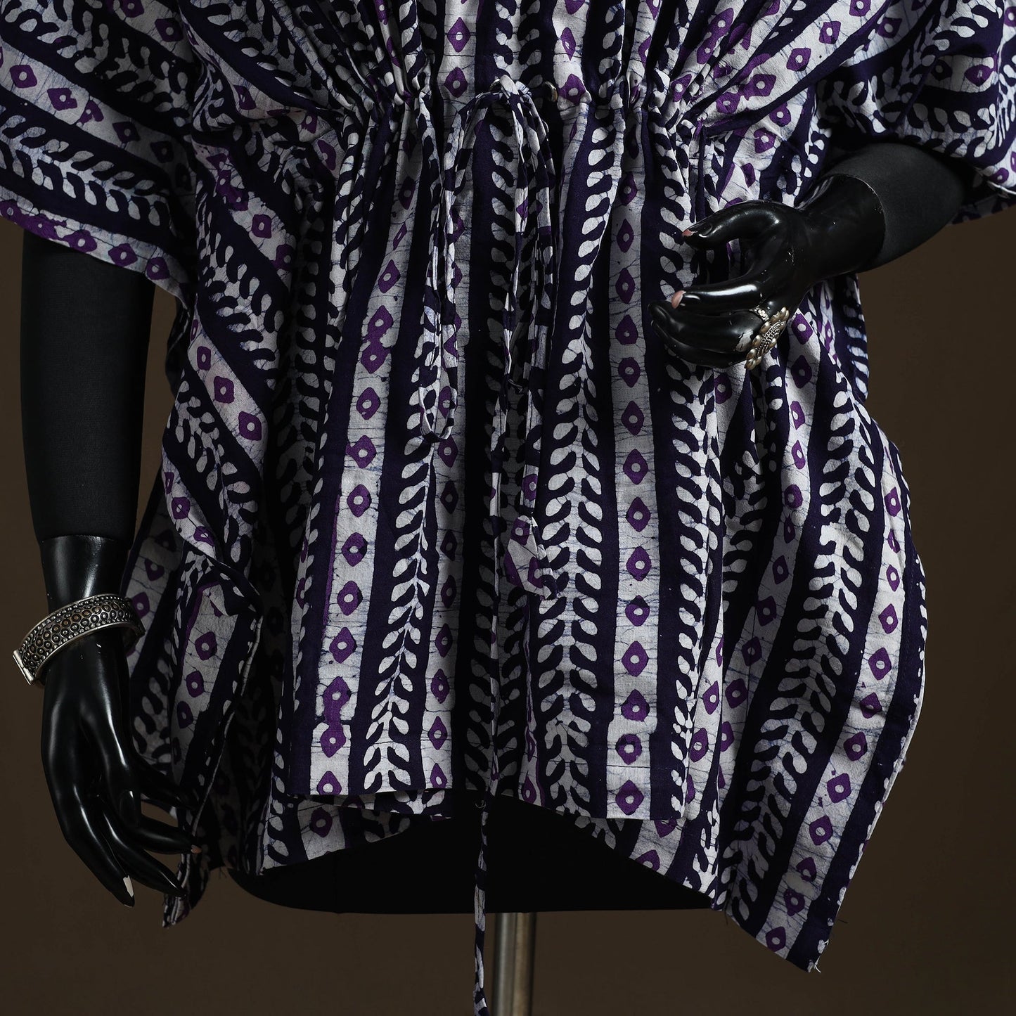 Hand block batik print cotton kaftan (short) 36