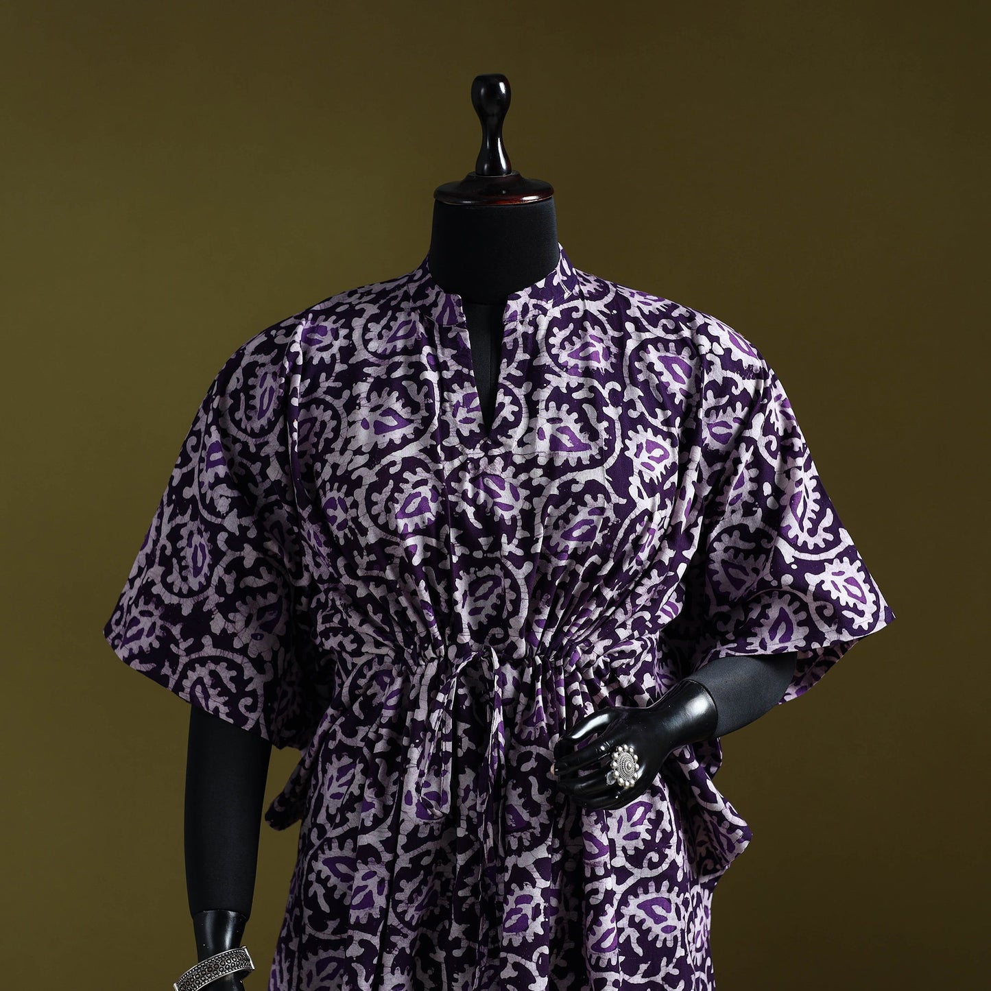Hand batik cotton medium kaftan 35 - handcrafted