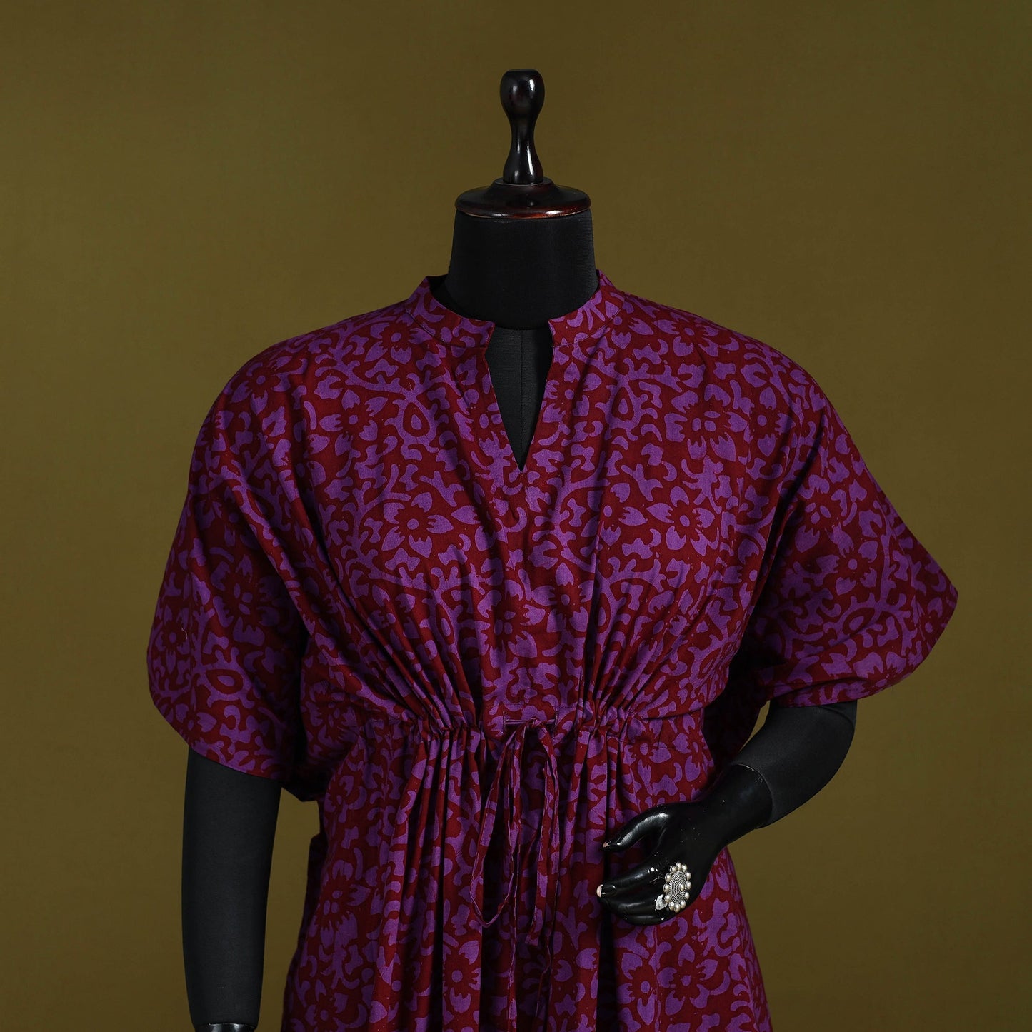 Hand batik cotton medium kaftan 74 - handcrafted
