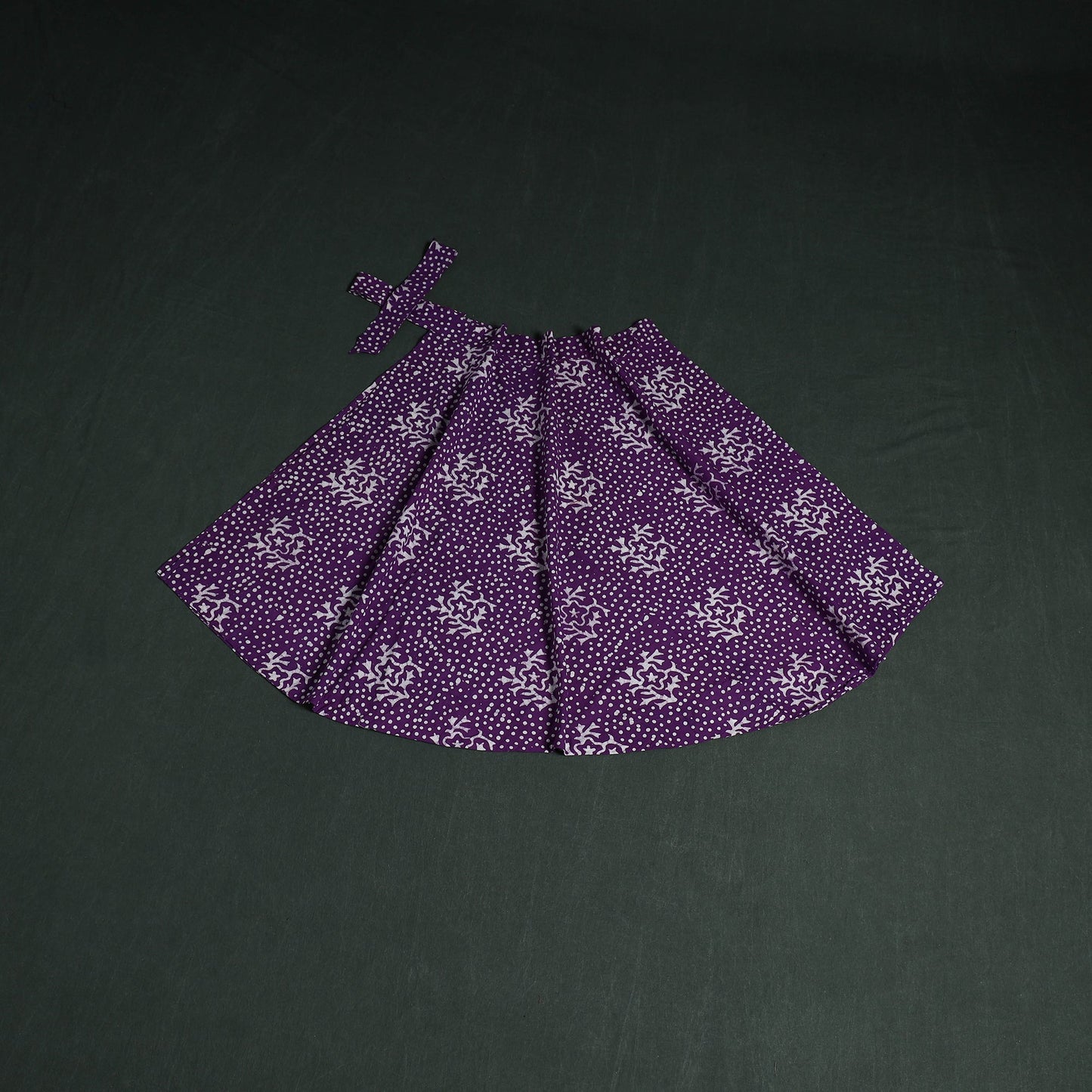 Hand block batik print cotton wrap around skirt 07