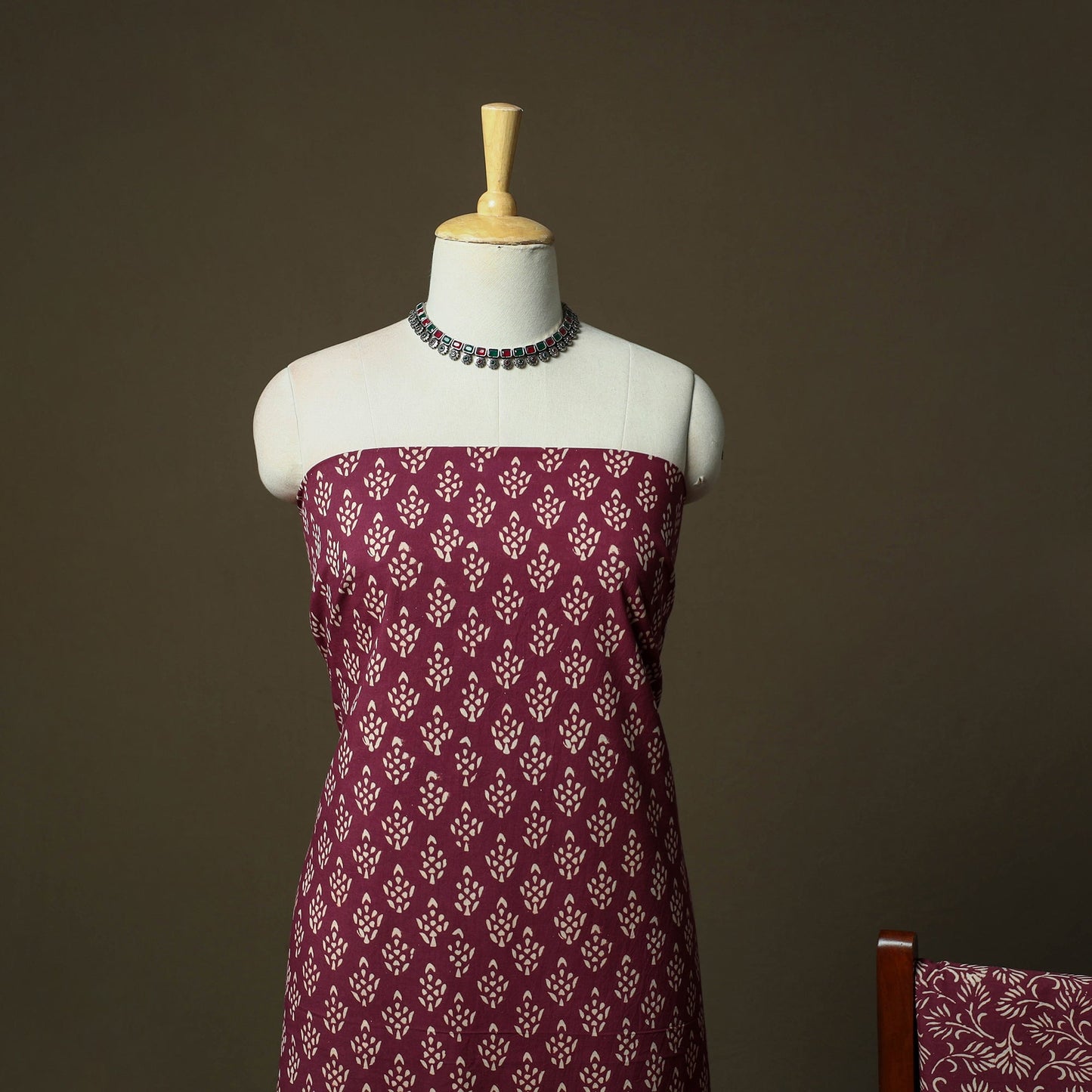 Hand block jaipur print cotton 3pc unstitched dress