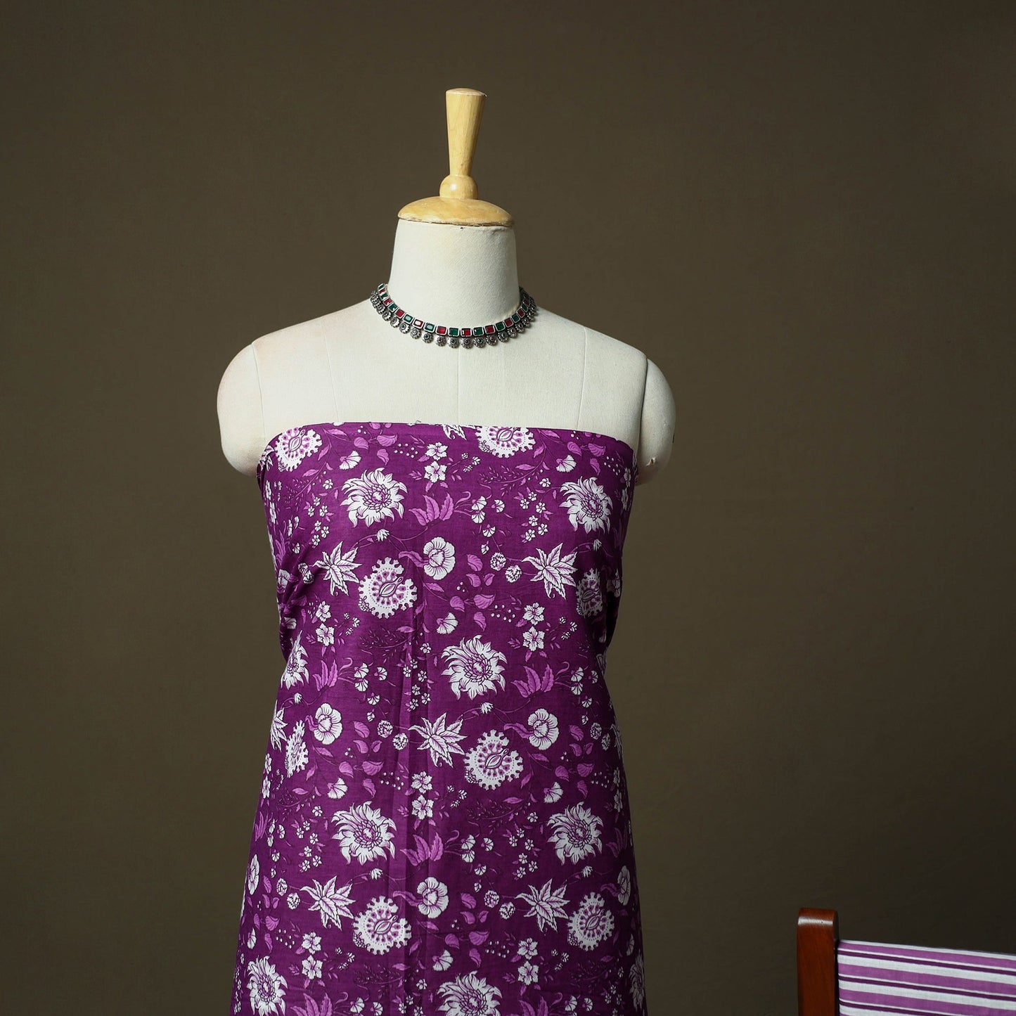Hand block print cotton sanganeri 3pc unstitched dress