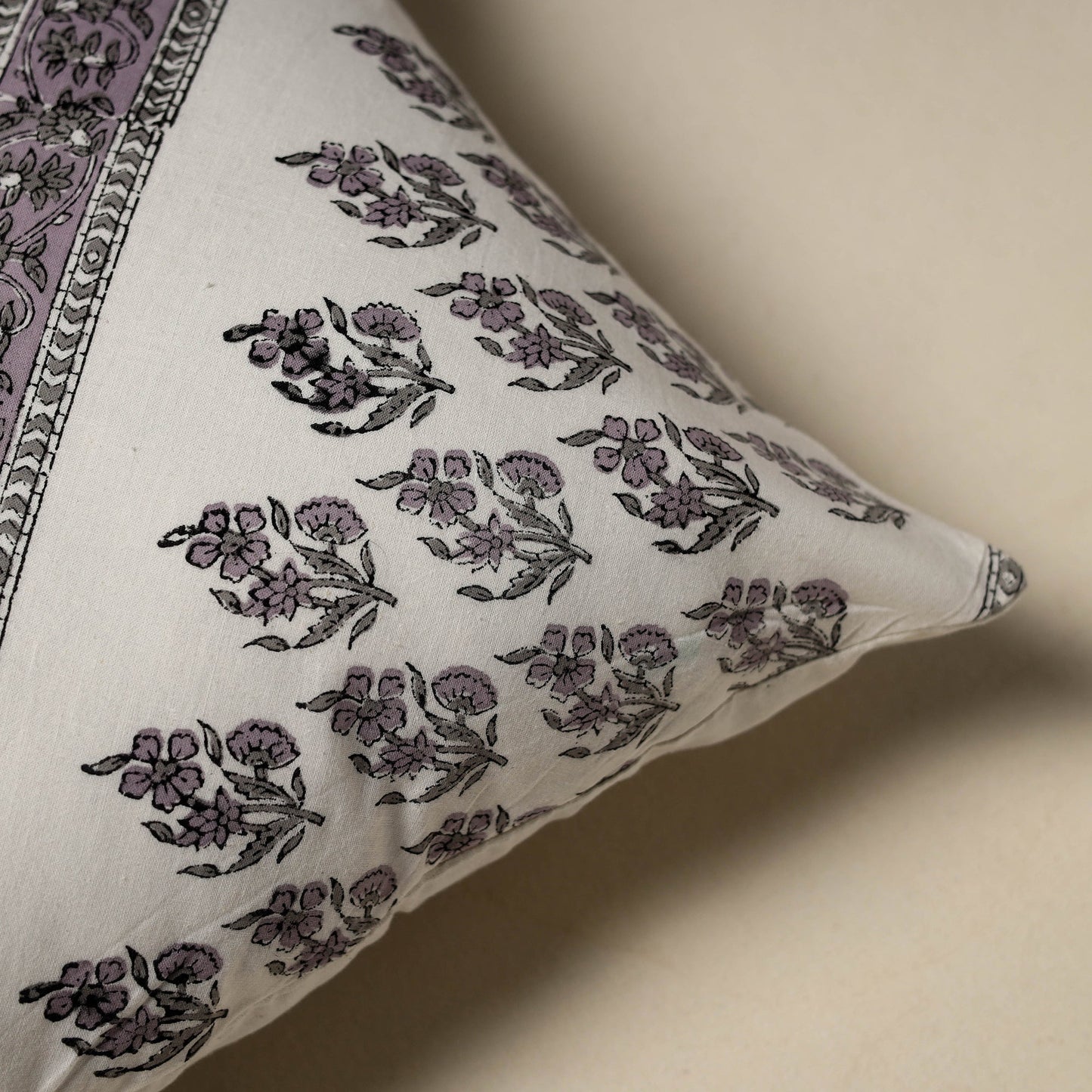Hand sanganeri floral cushion cover 07 - handcrafted