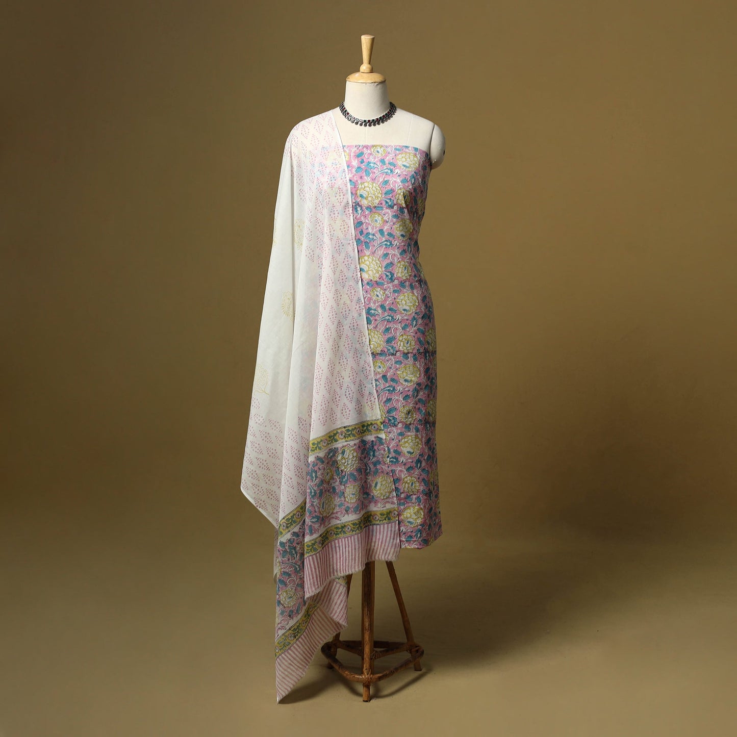 Hand sanganeri cotton 3pc unstitched dress material 05