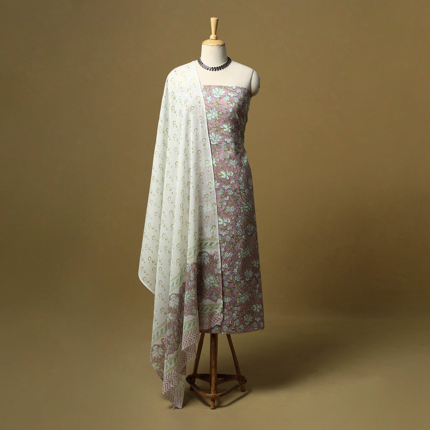 Hand sanganeri cotton 3pc unstitched dress material 03
