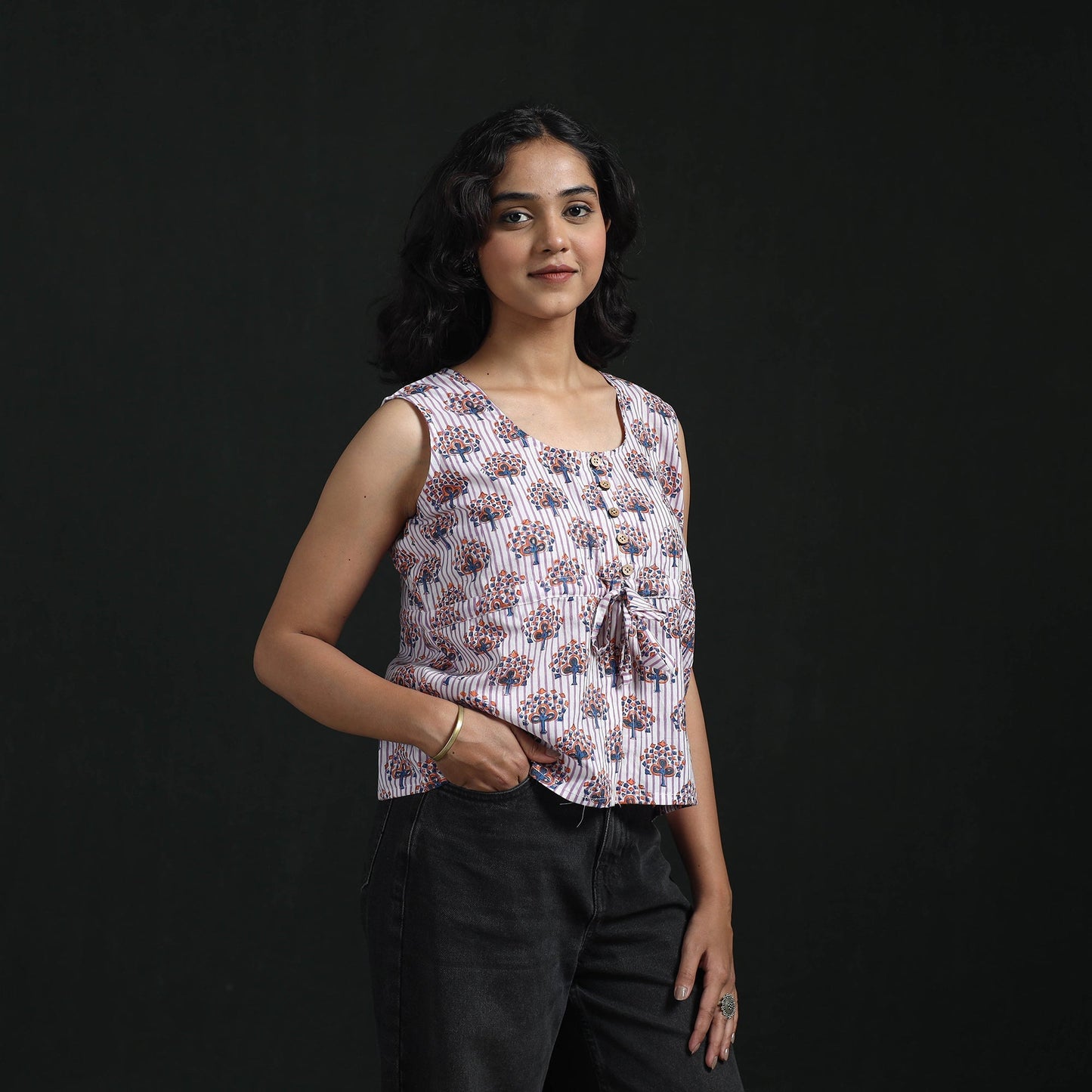 Hand block sanganeri print cotton floral crop top 19