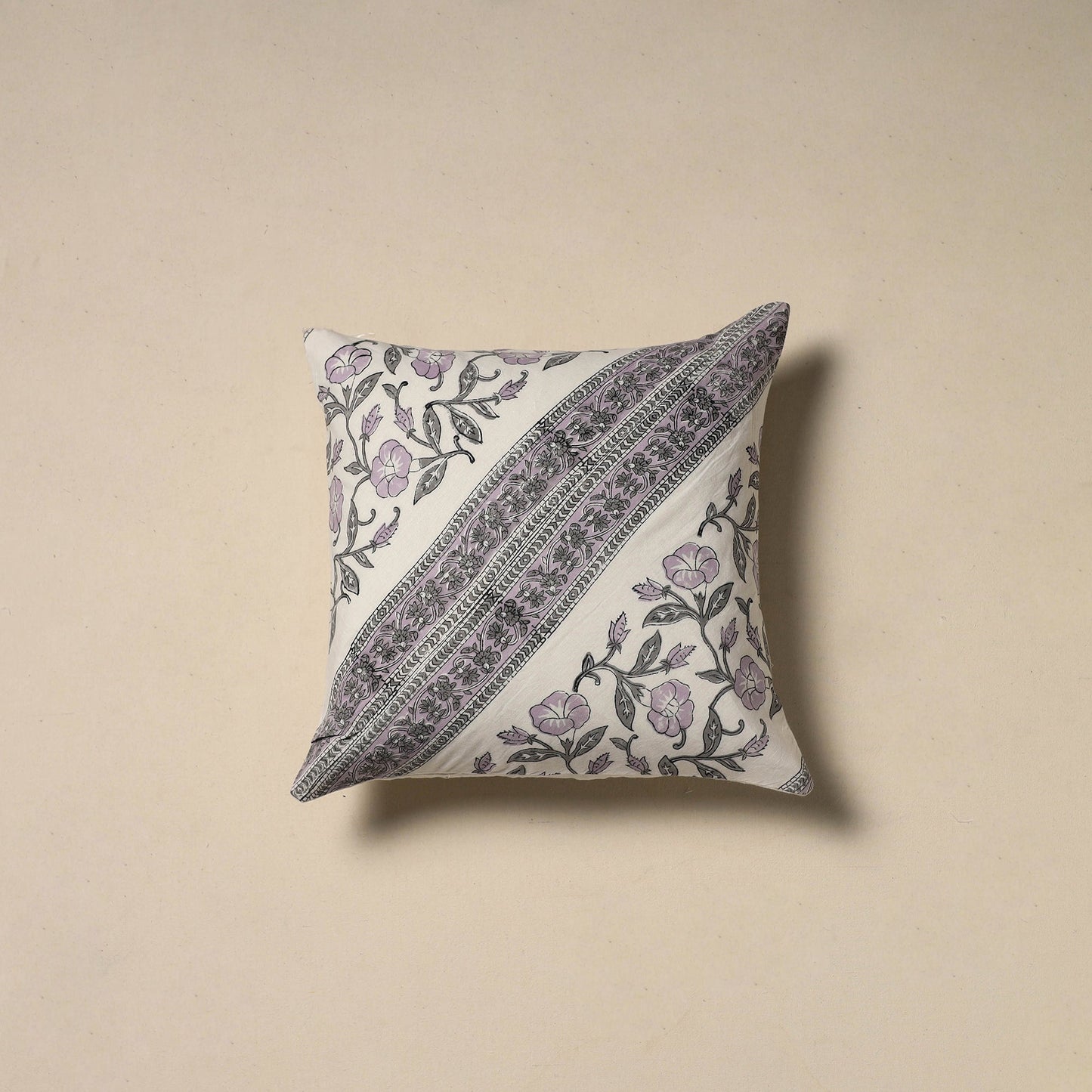 Hand sanganeri floral cushion cover 34 - handcrafted