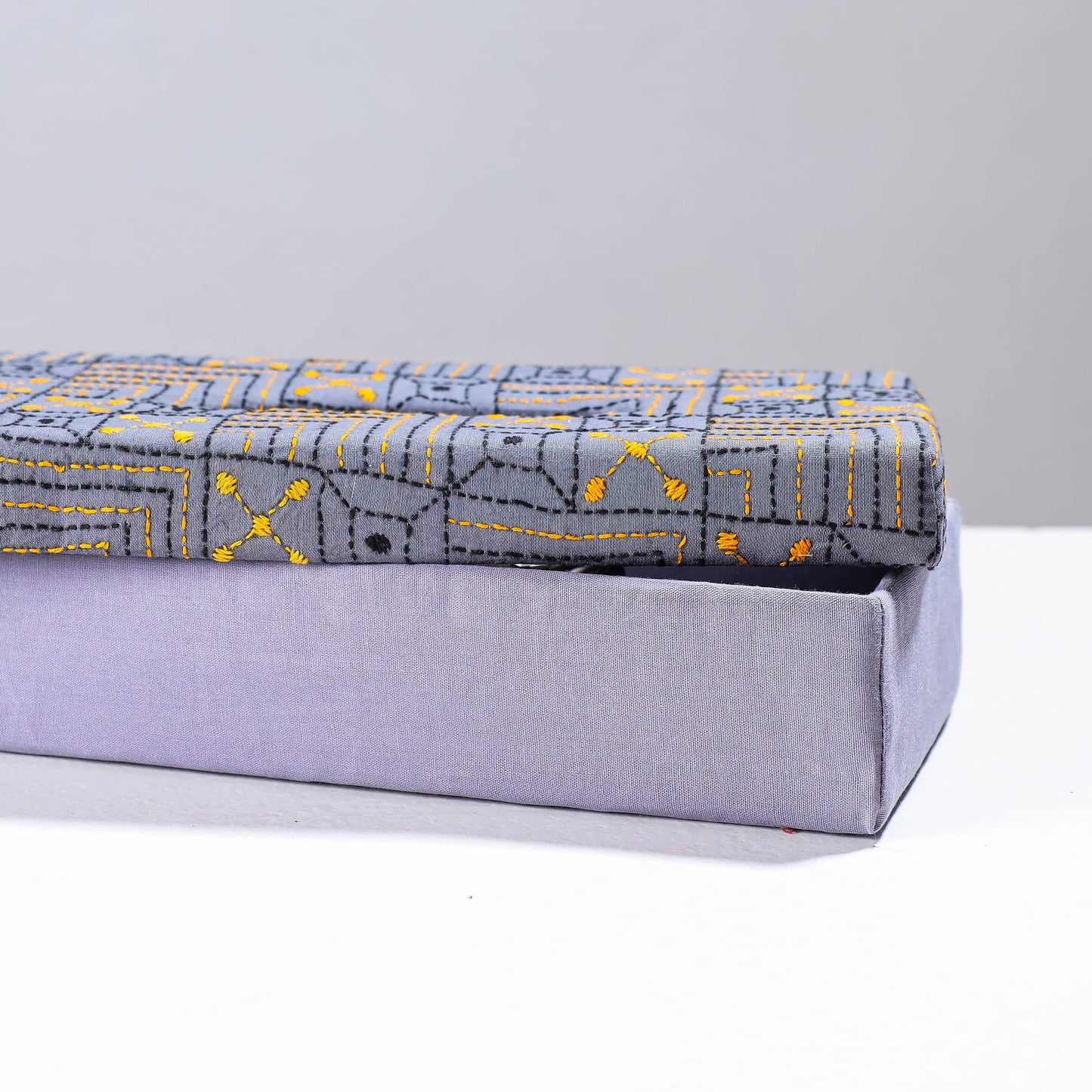 Purple Handcrafted Bengal Kantha Work Tissue Box