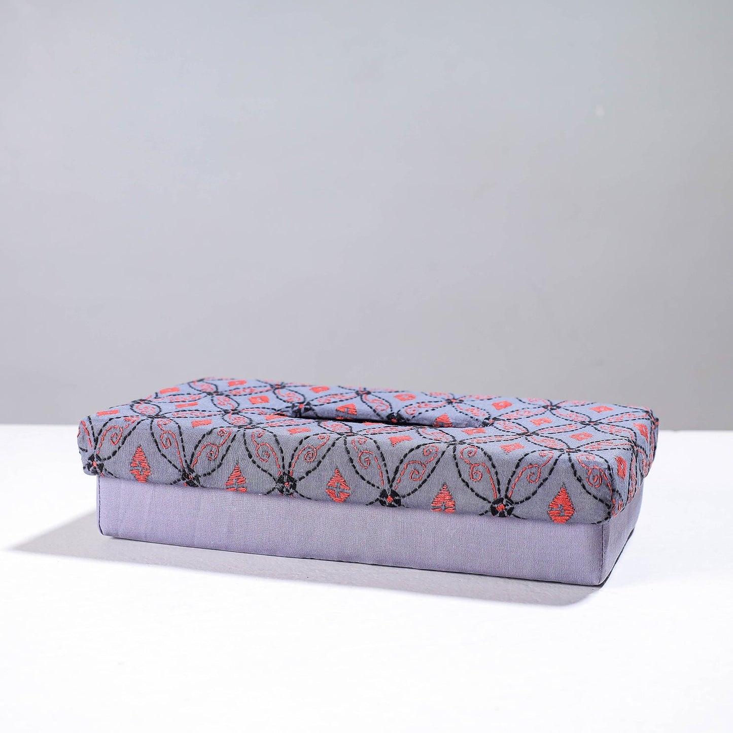 Purple Handcrafted Bengal Kantha Work Tissue Box