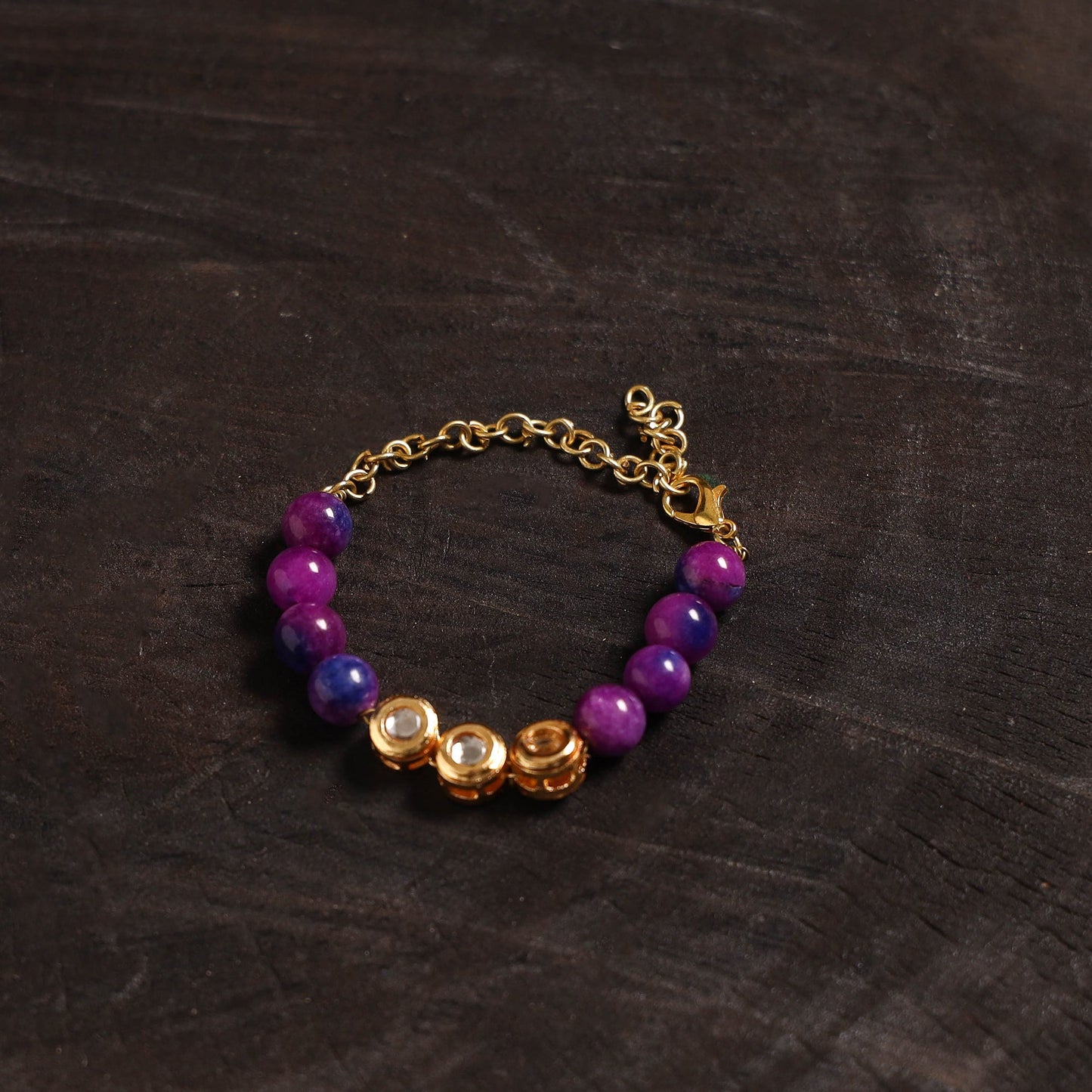 Handcrafted glass stone kundan work bracelet 34