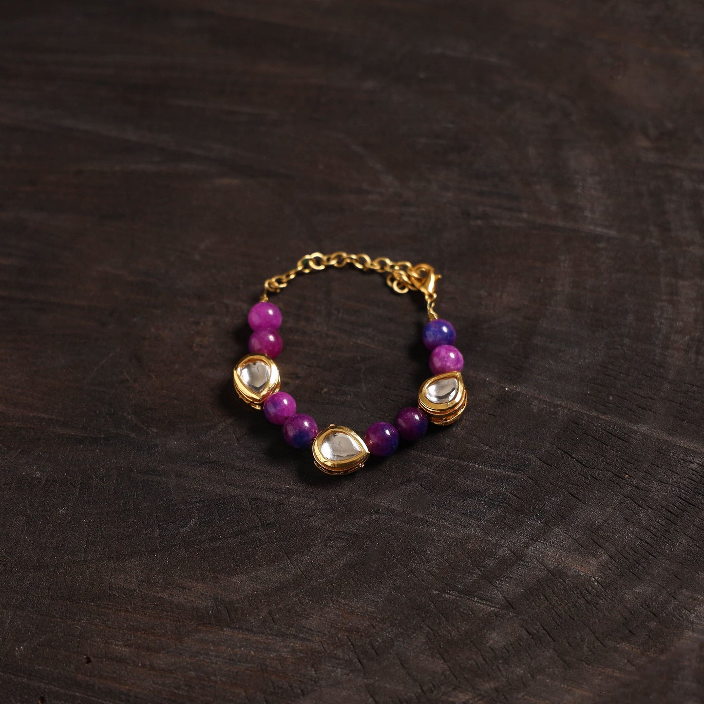 Handcrafted glass stone kundan work bracelet 41