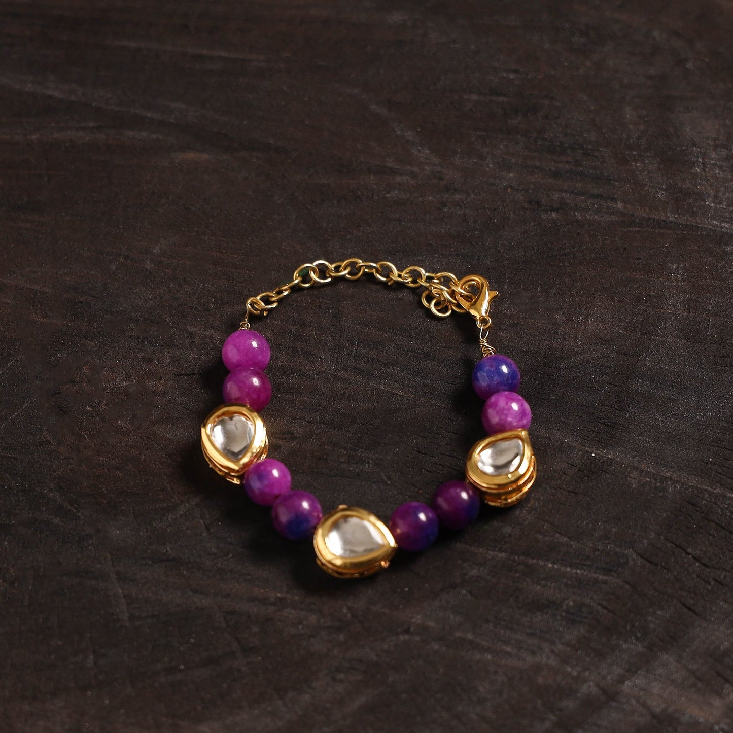 Handcrafted glass stone kundan work bracelet 41