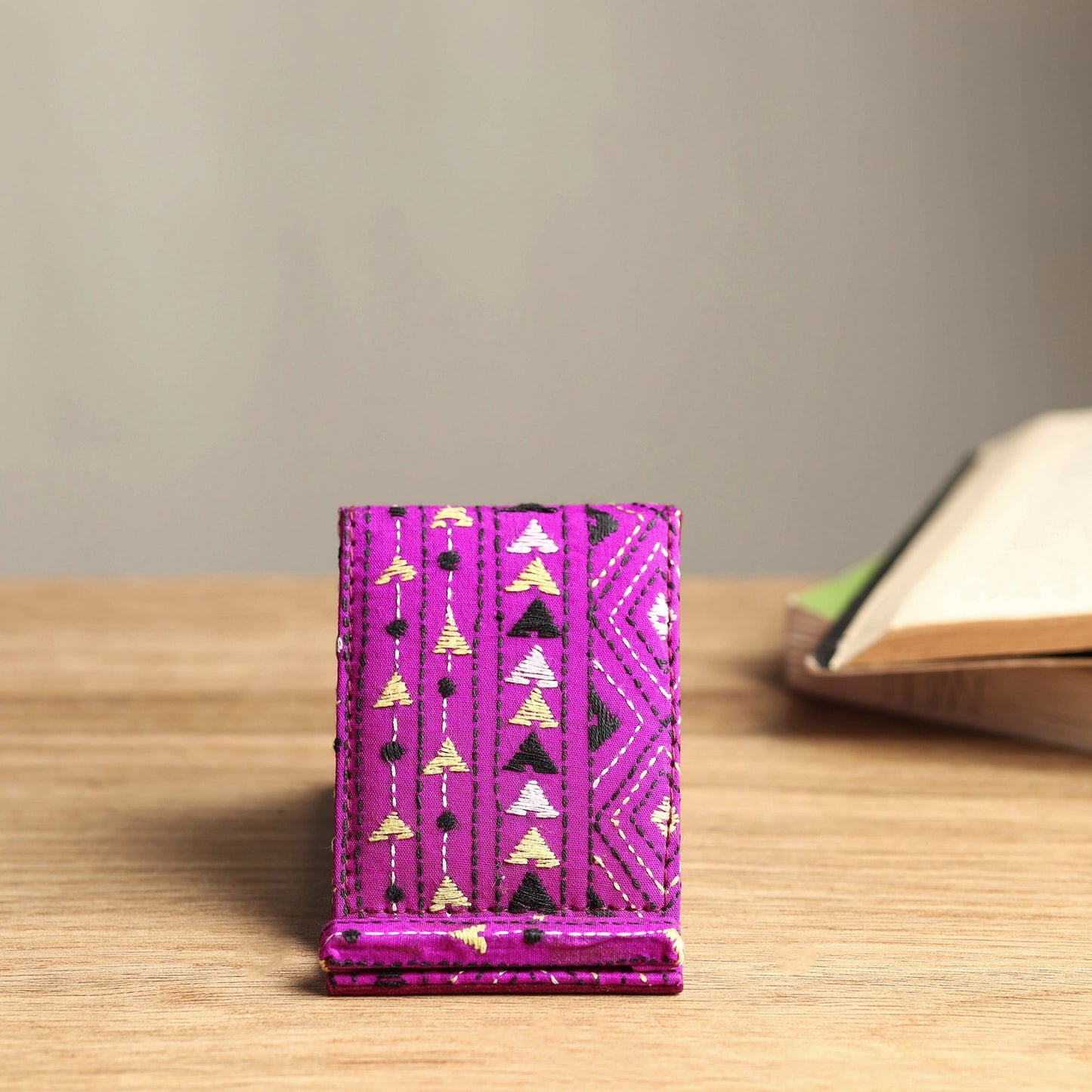 Handcrafted kantha embroidered mobile stand 05