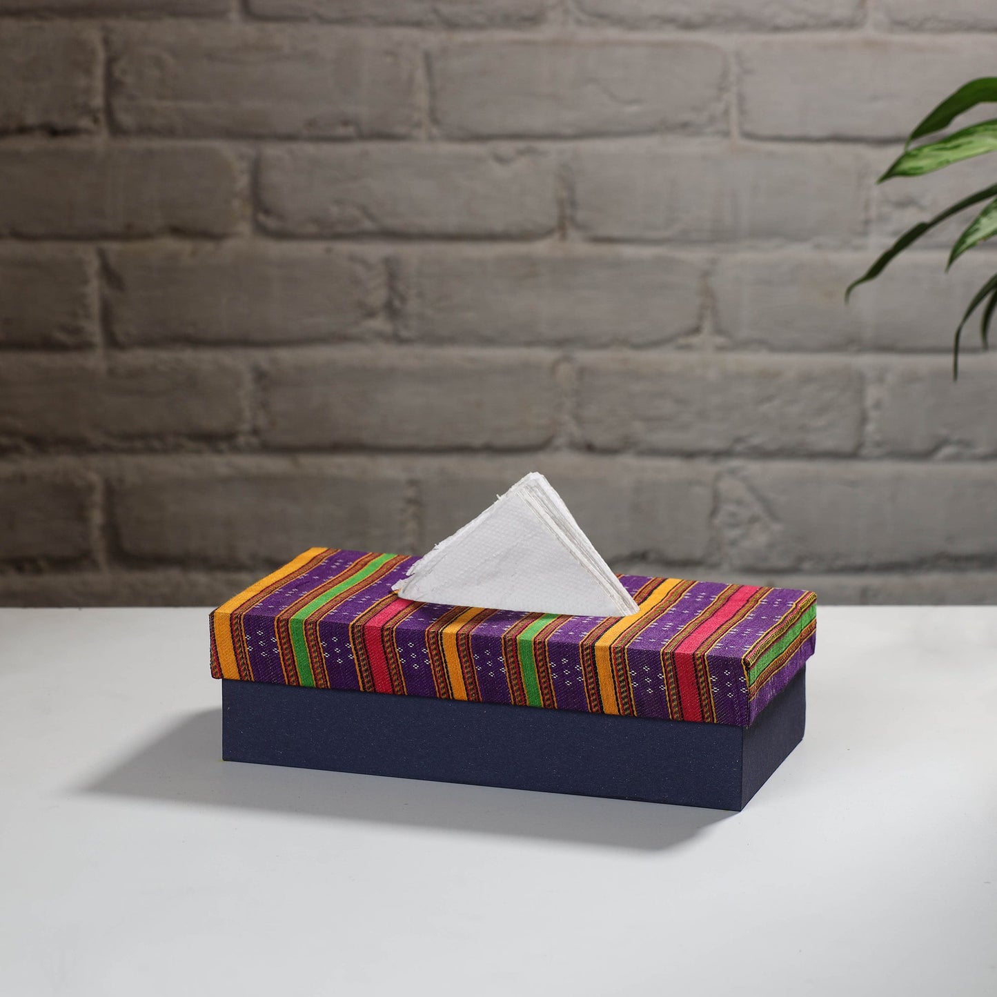 Purple Handcrafted Mashru Silk Fabric Tissue Box