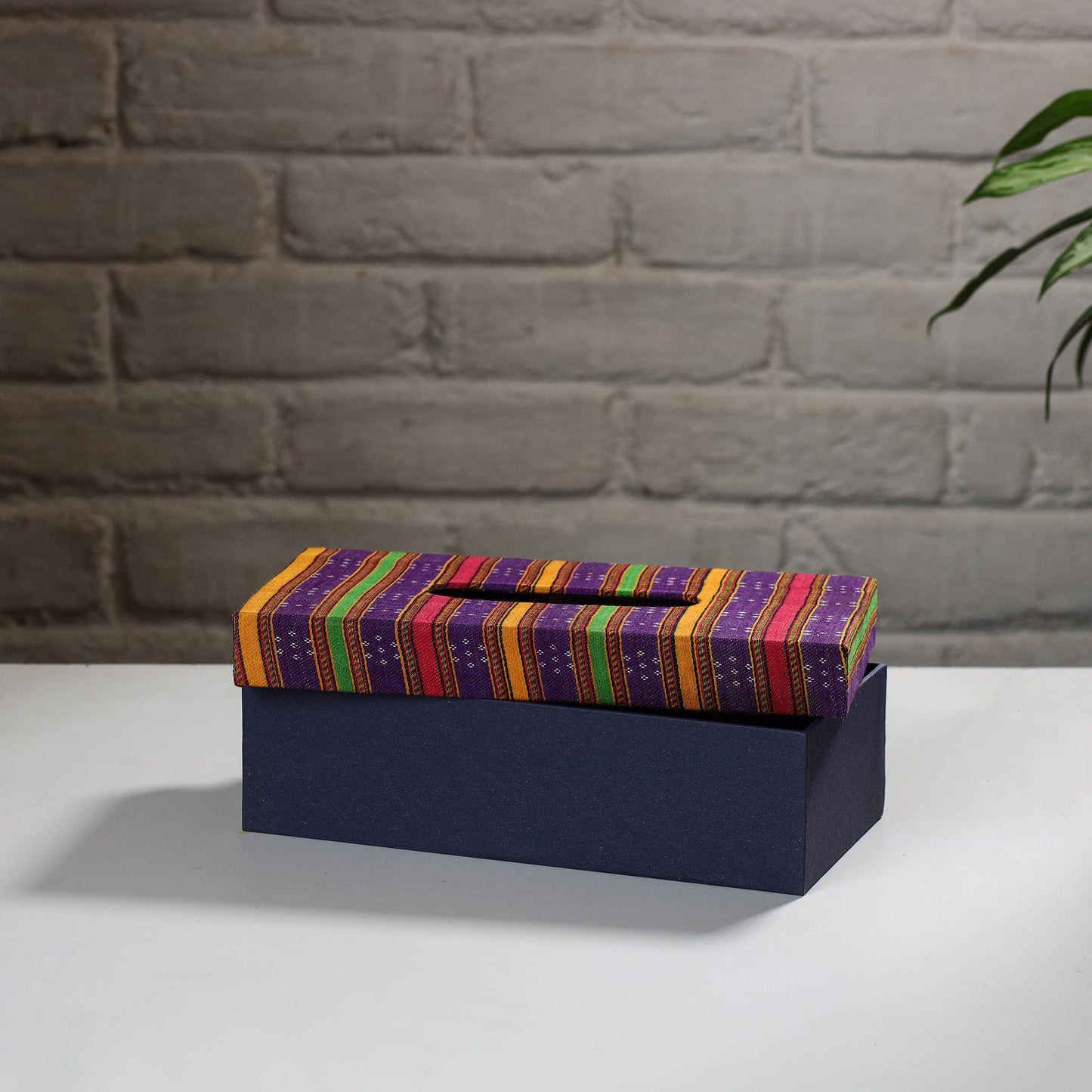 Purple Handcrafted Mashru Silk Fabric Tissue Box