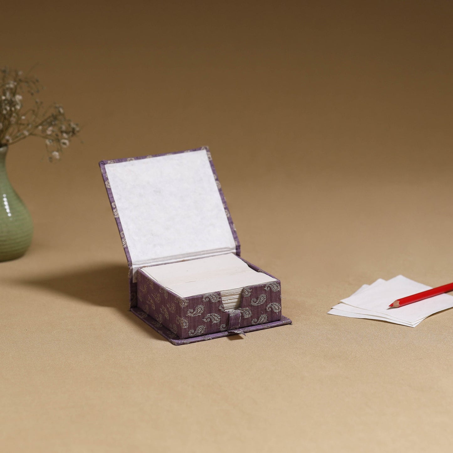 Purple - handcrafted printed card holder with slips 37