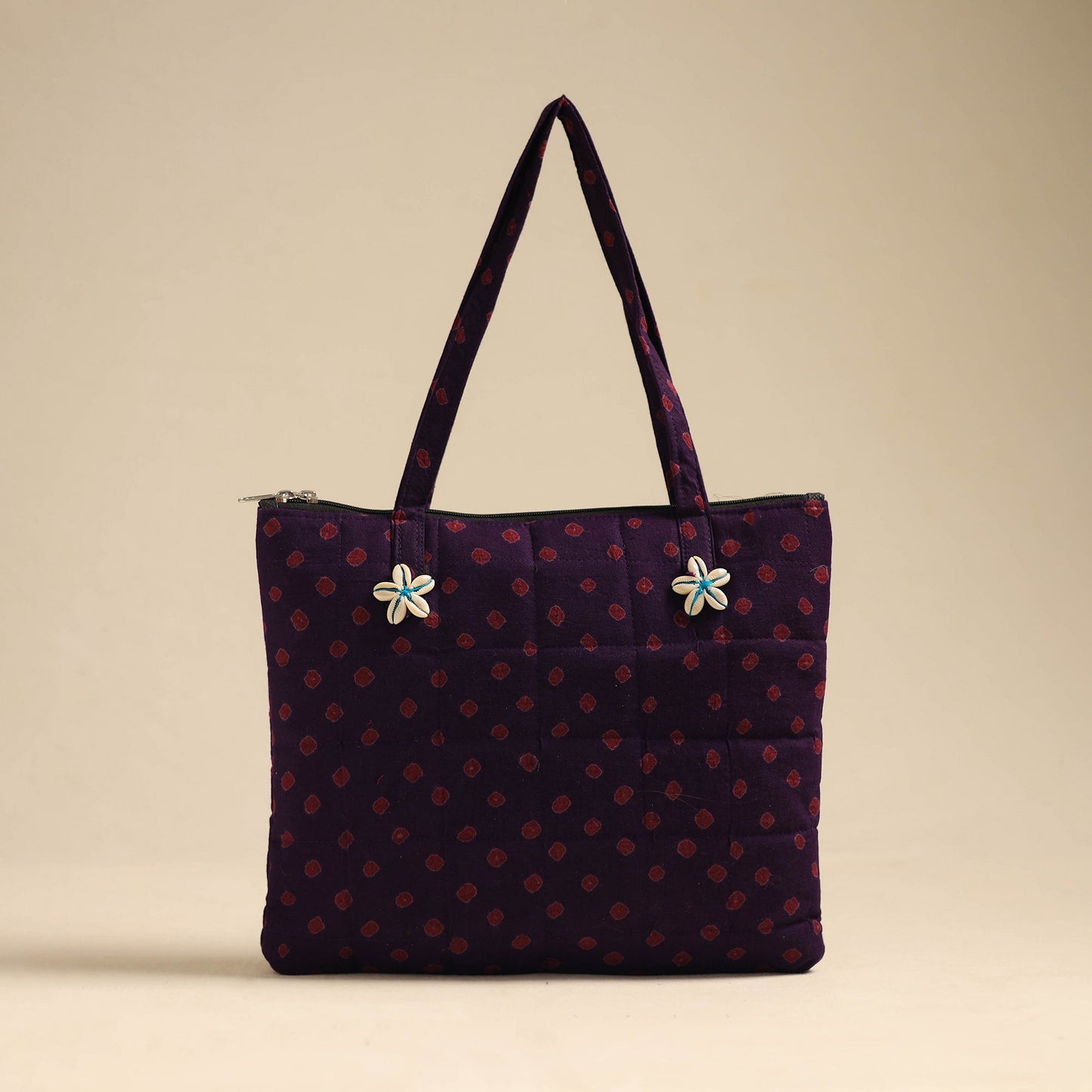 Purple Handcrafted Quilted Cotton Hand Bag
