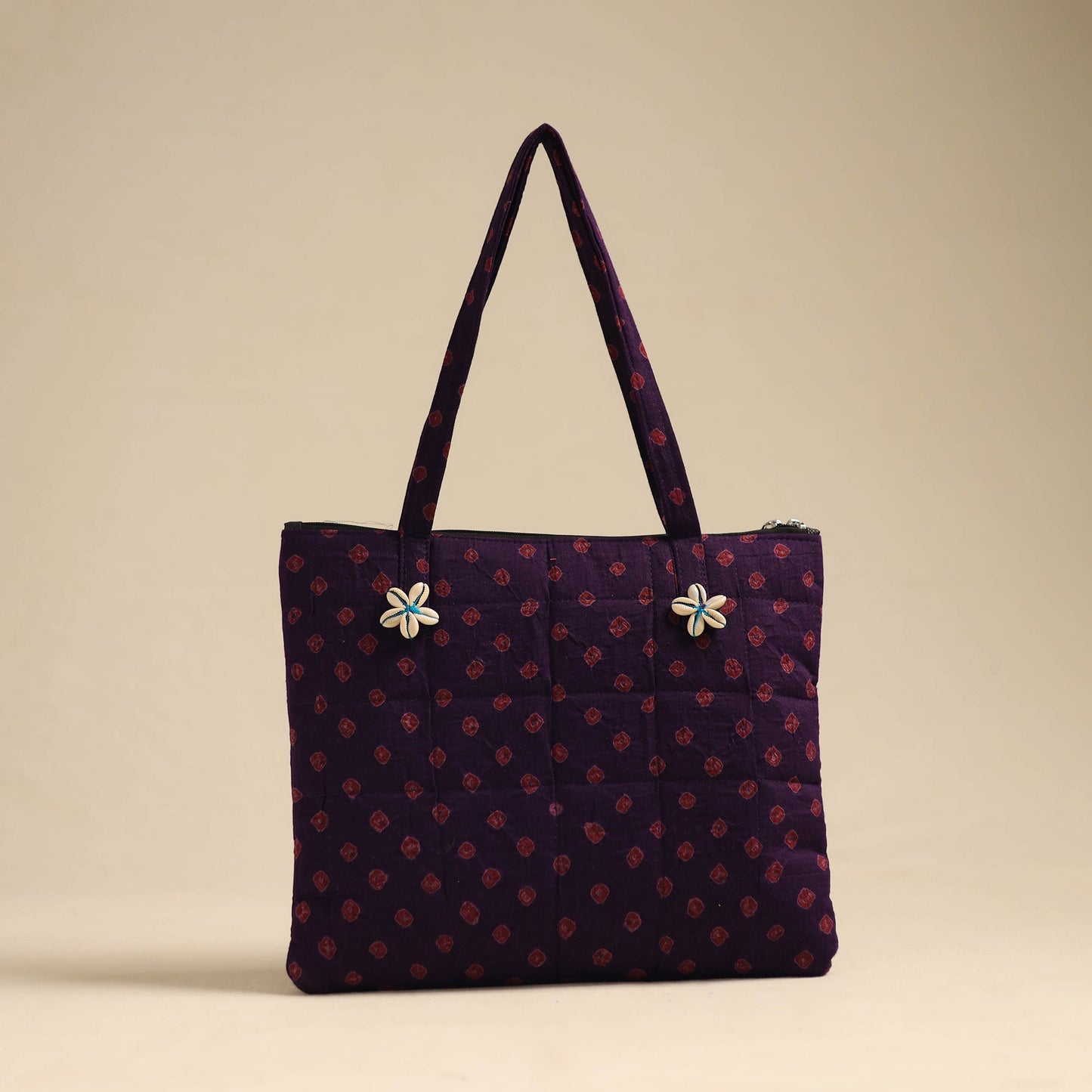 Purple Handcrafted Quilted Cotton Hand Bag