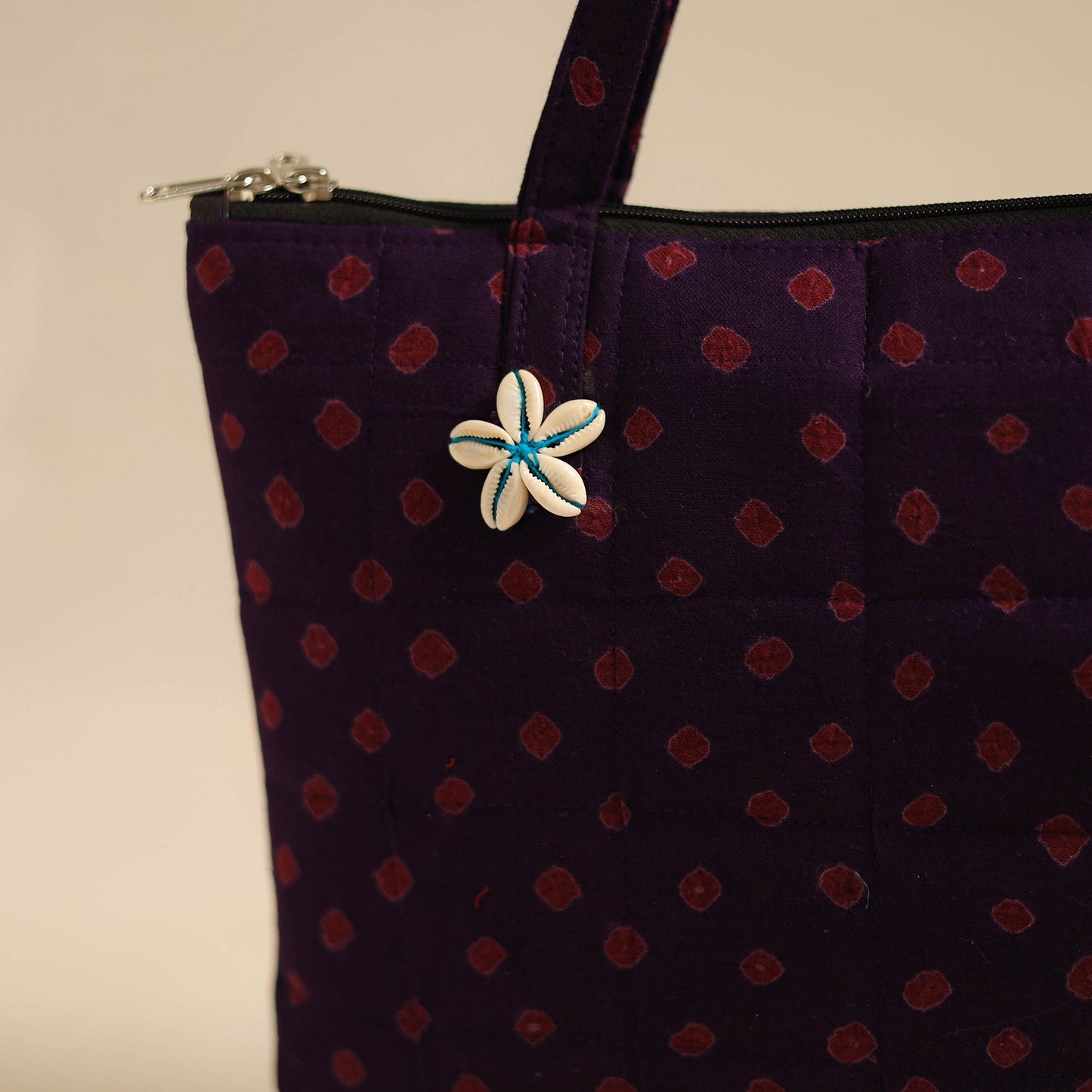 Purple Handcrafted Quilted Cotton Hand Bag