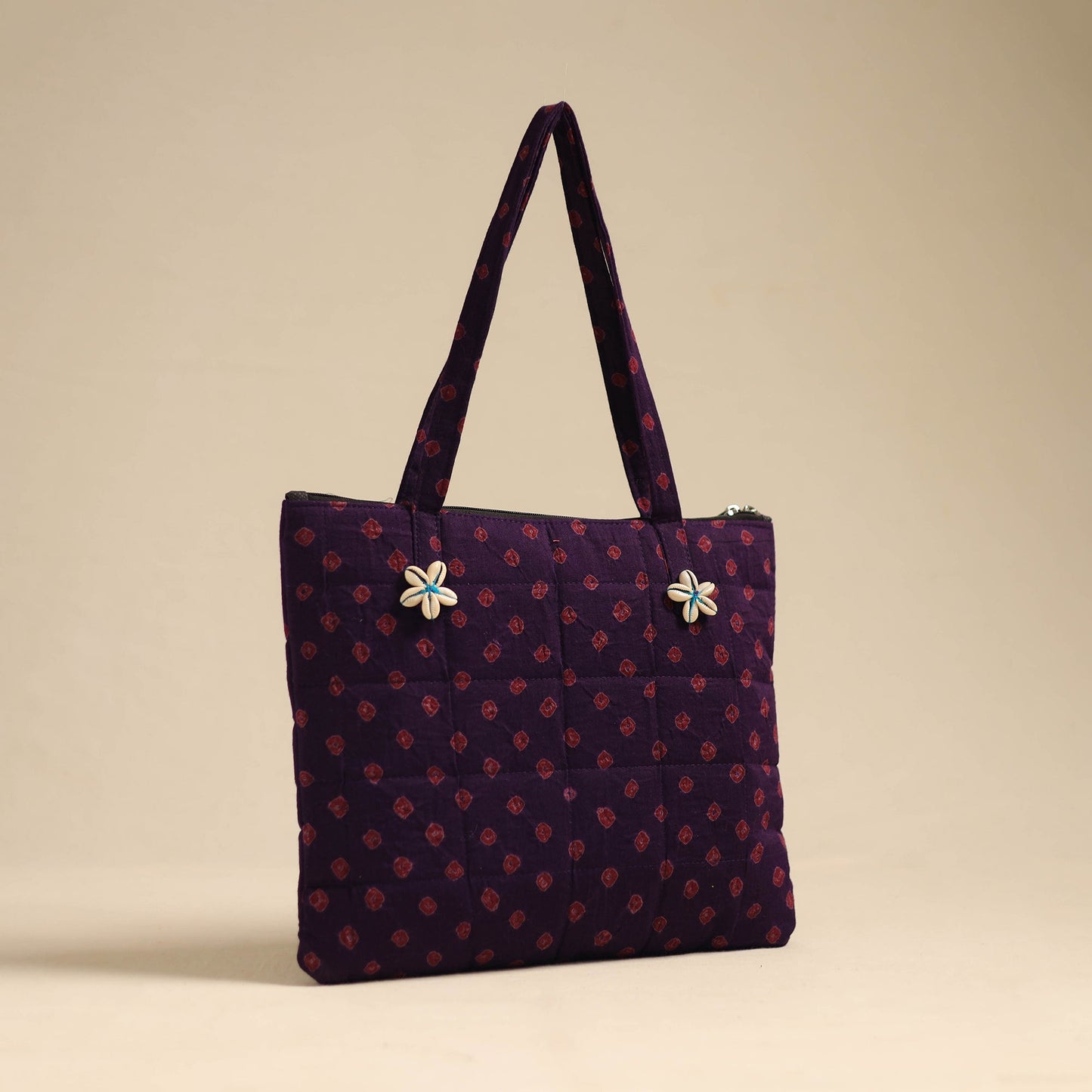 Purple Handcrafted Quilted Cotton Hand Bag