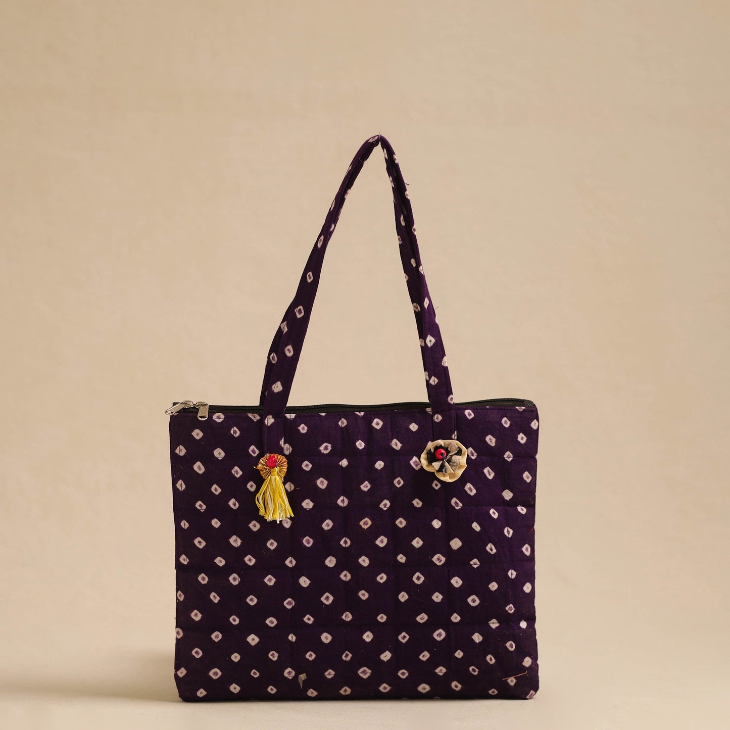 Purple Handcrafted Quilted Cotton Hand Bag