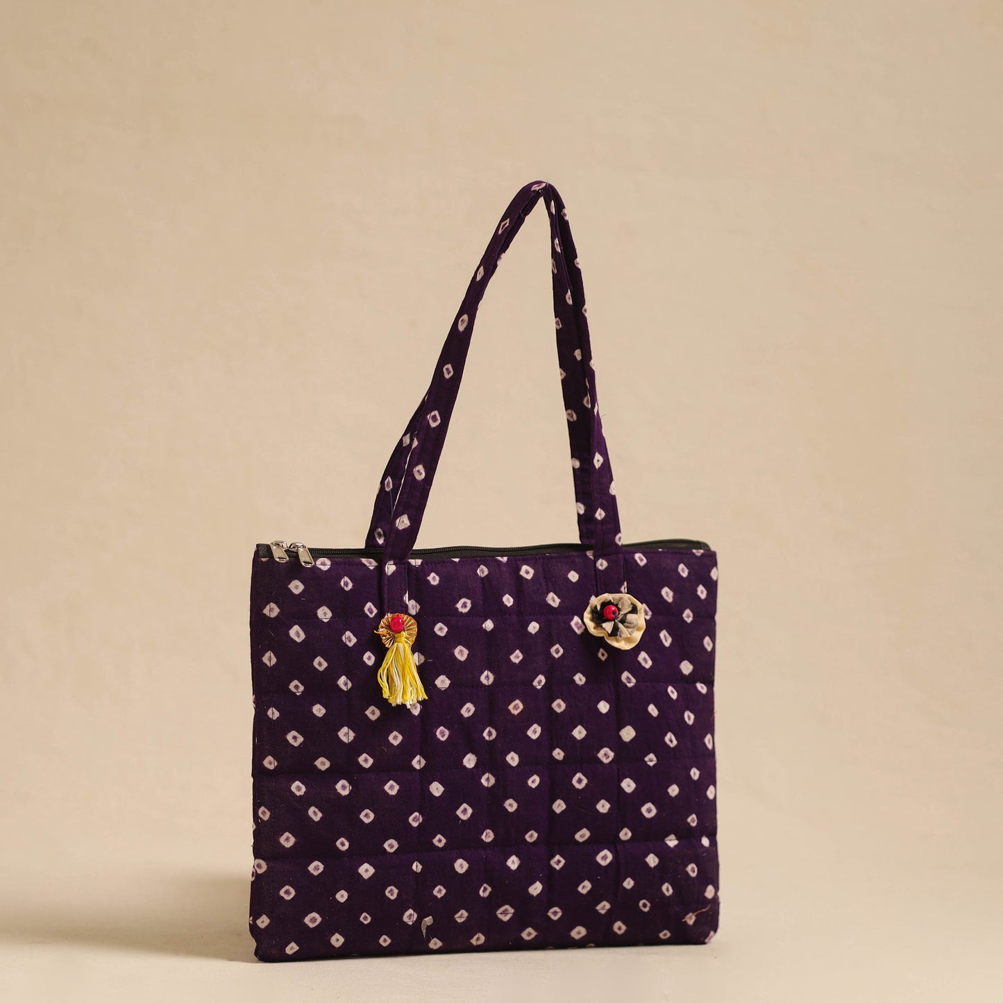 Purple Handcrafted Quilted Cotton Hand Bag