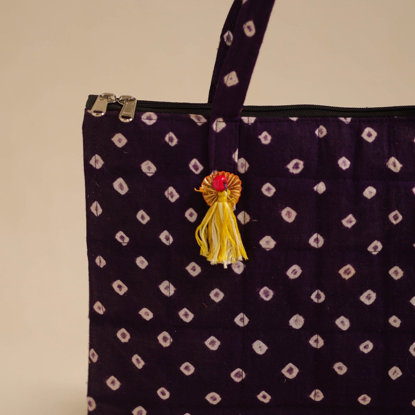 Purple Handcrafted Quilted Cotton Hand Bag