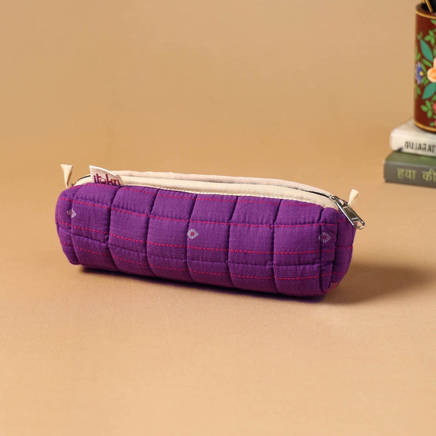 Handcrafted quilted pencil pouch 02