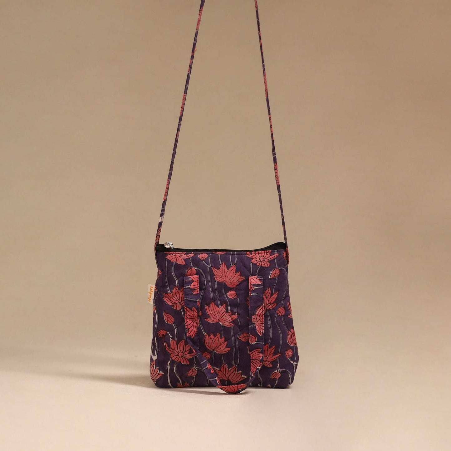 Handcrafted quilted sling bag 16