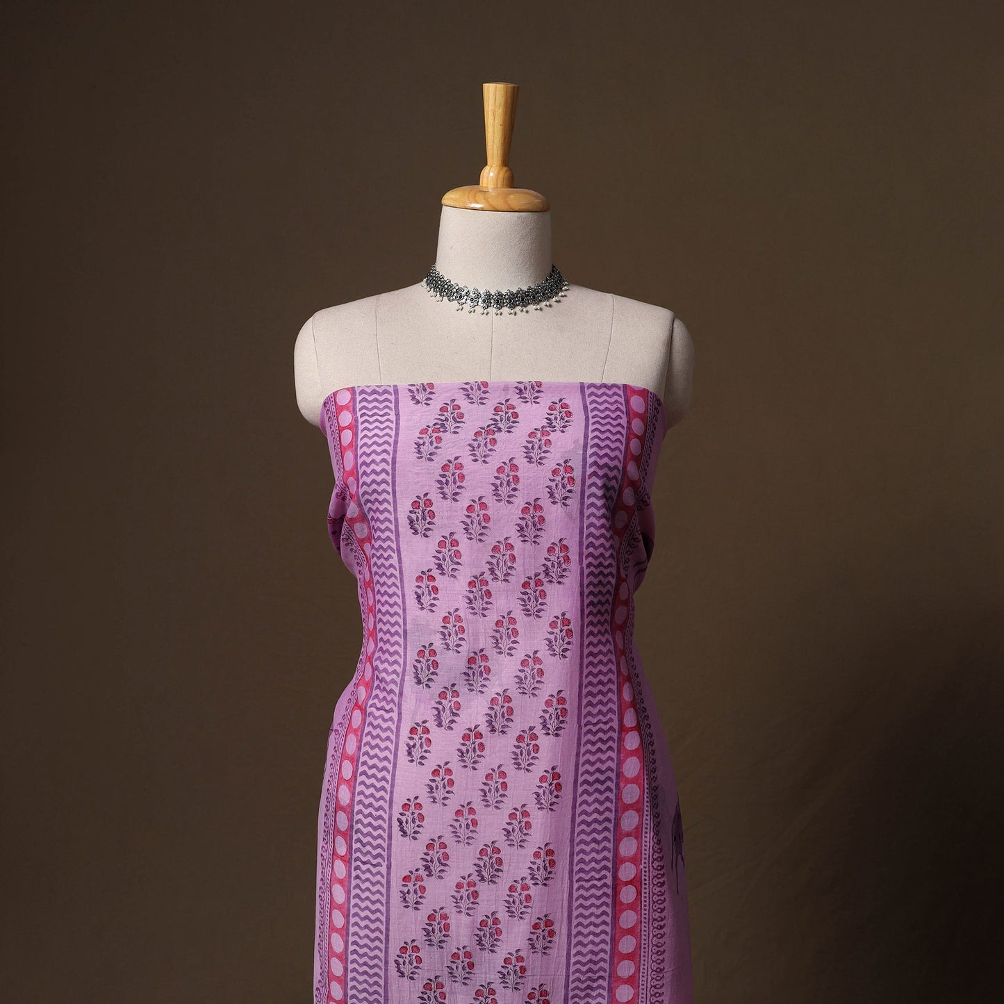 Handloom chanderi silk block print sanganeri 3pc unstitched