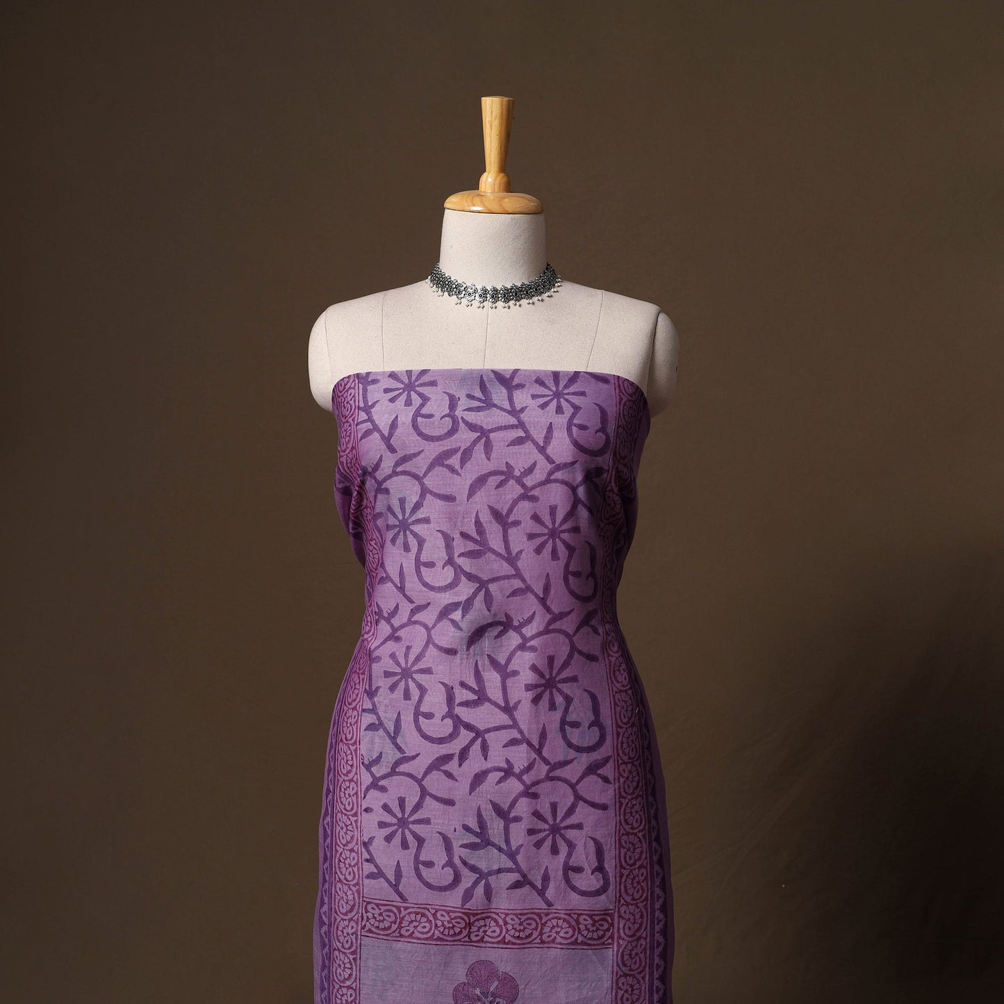 Handloom chanderi silk block print sanganeri 3pc unstitched