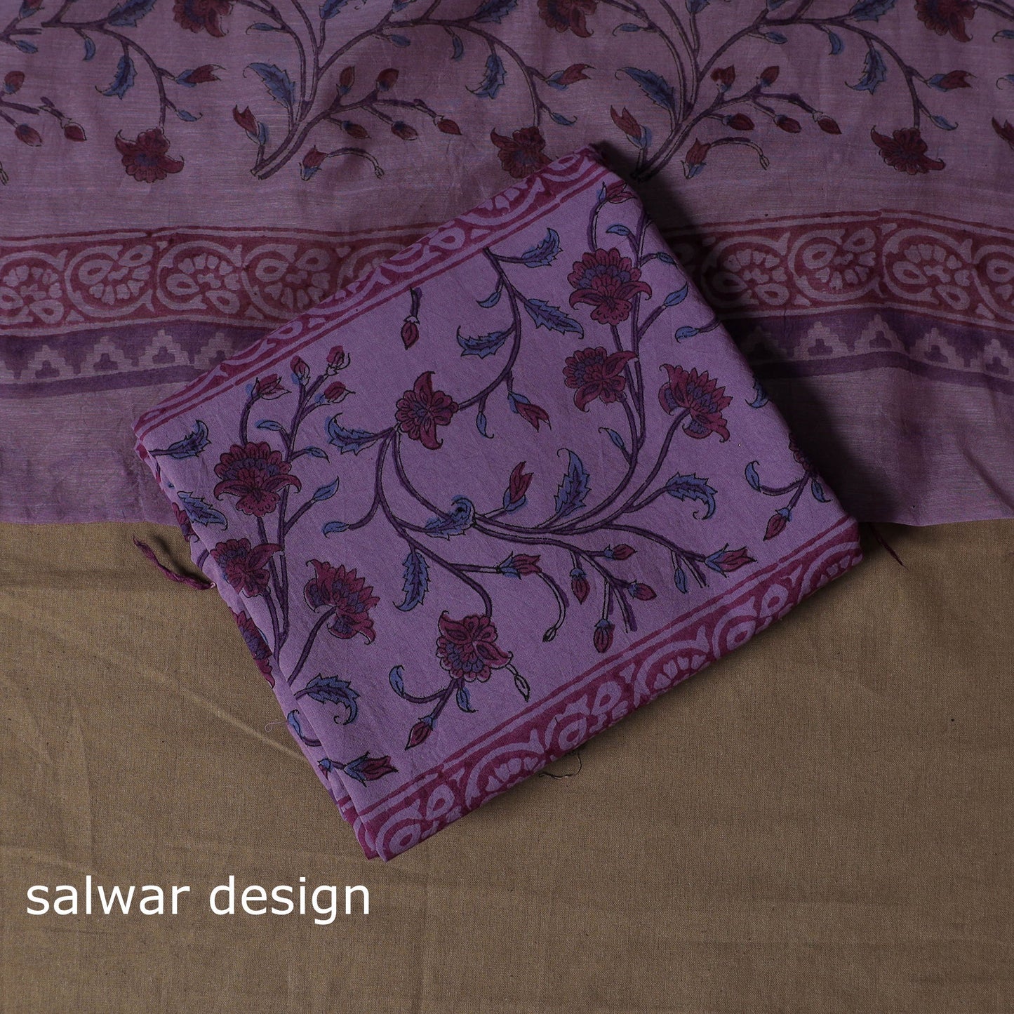 Handloom chanderi silk block print sanganeri 3pc unstitched