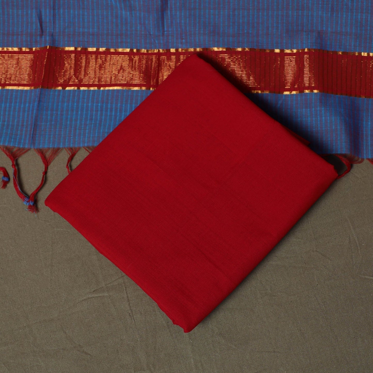 Handloom cotton mangalagiri 3pc unstitched dress material