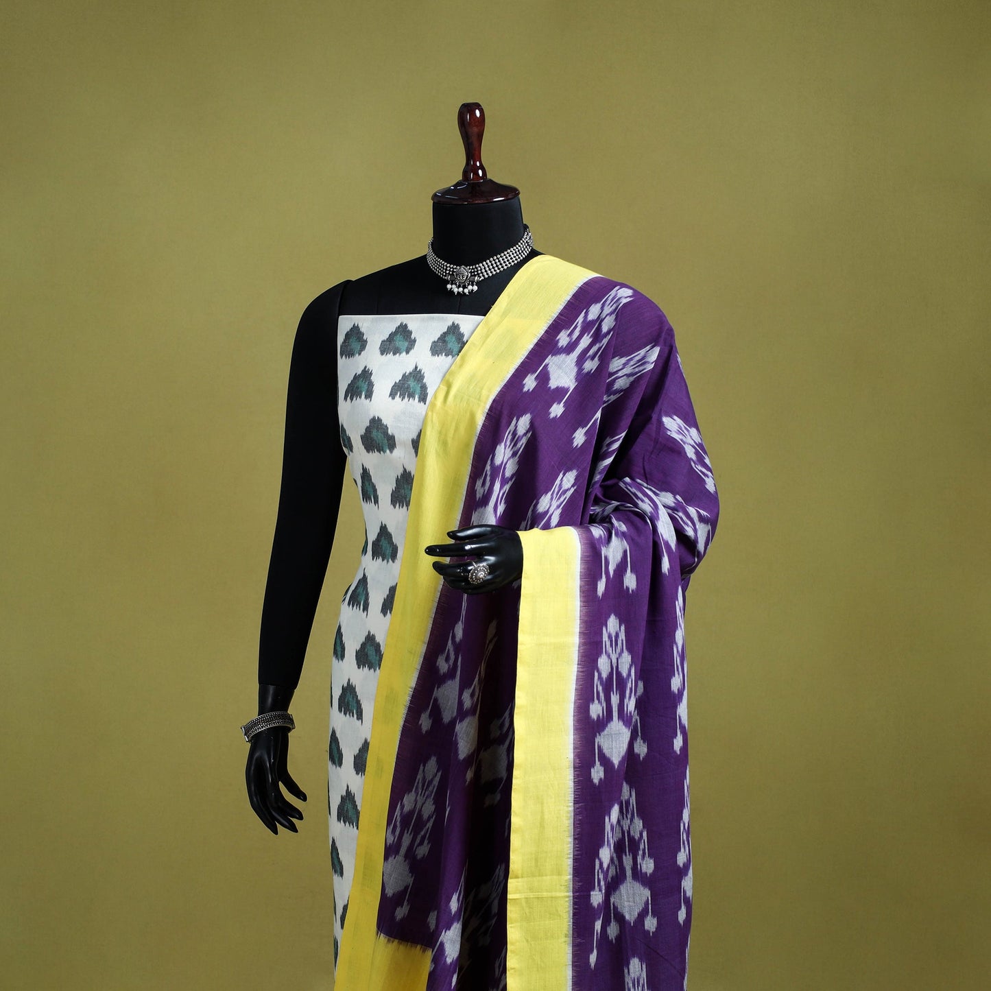 Purple - handloom cotton pochampally ikat dupatta 06