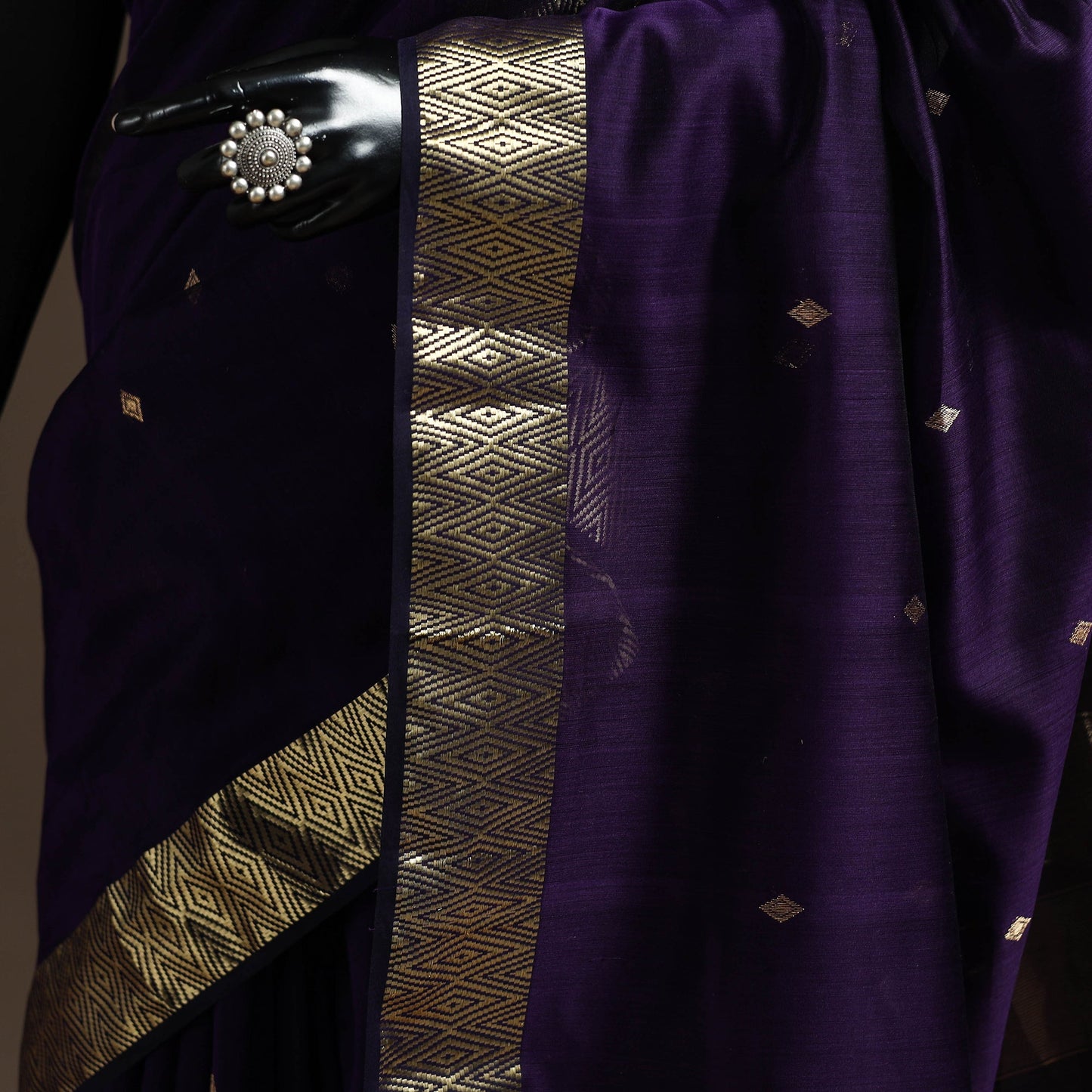 Purple - handloom maheshwari saree with zari border 32
