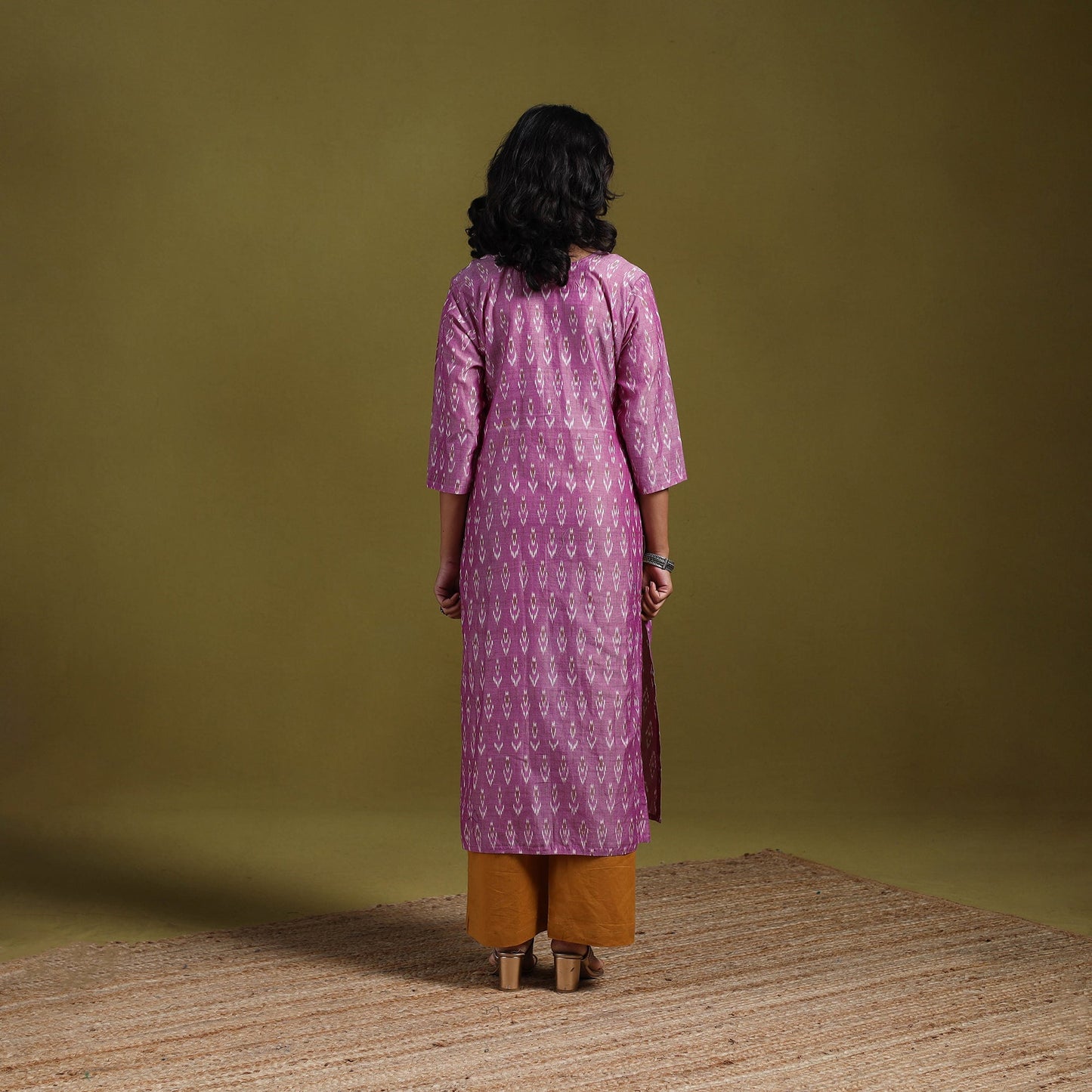 Handloom mercerised cotton straight pochampally ikat kurta